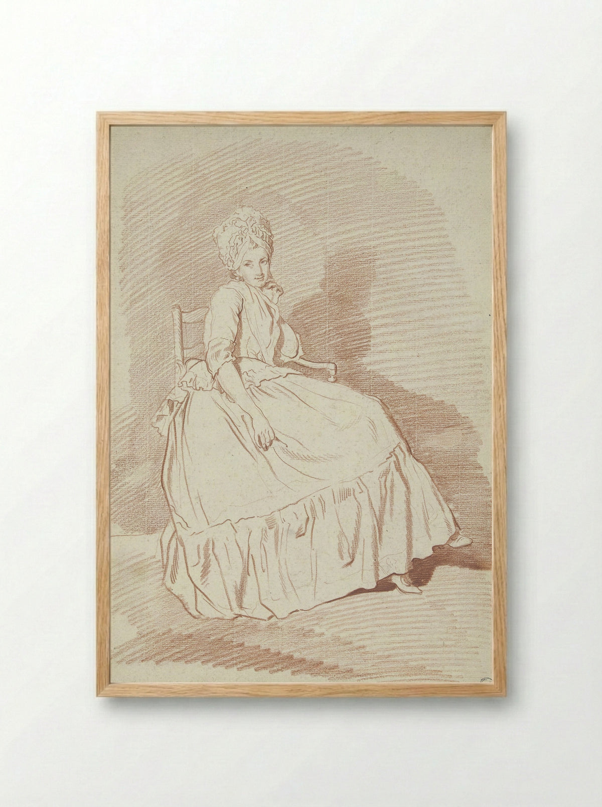 Figuurstudie van een zittende vrouw, mogelijk Louise-Charlotte Marini - Louis Rolland Trinquesse - Framed Print Wood