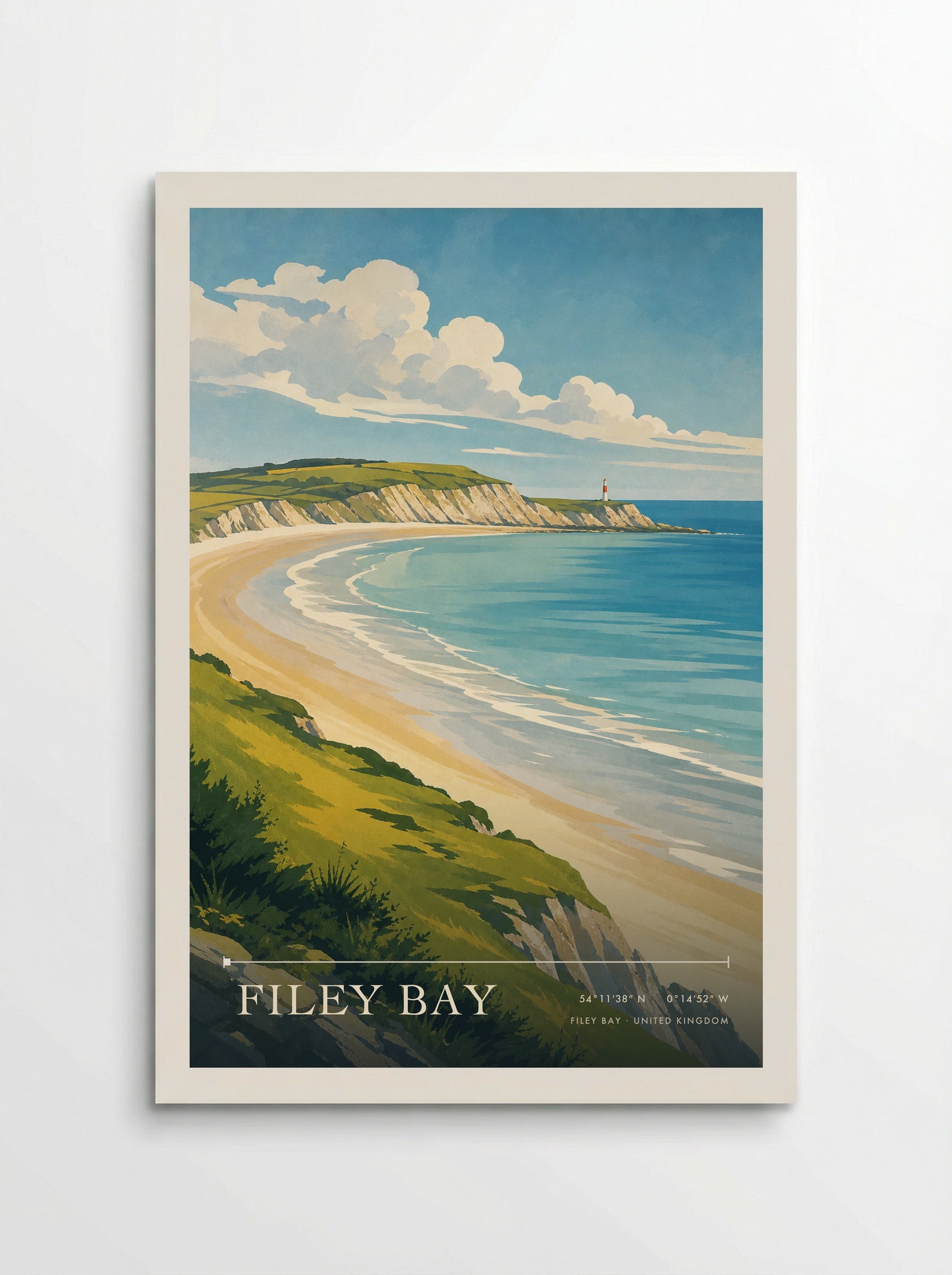 Filey Bay United Kingdom Travel Poster - Poster