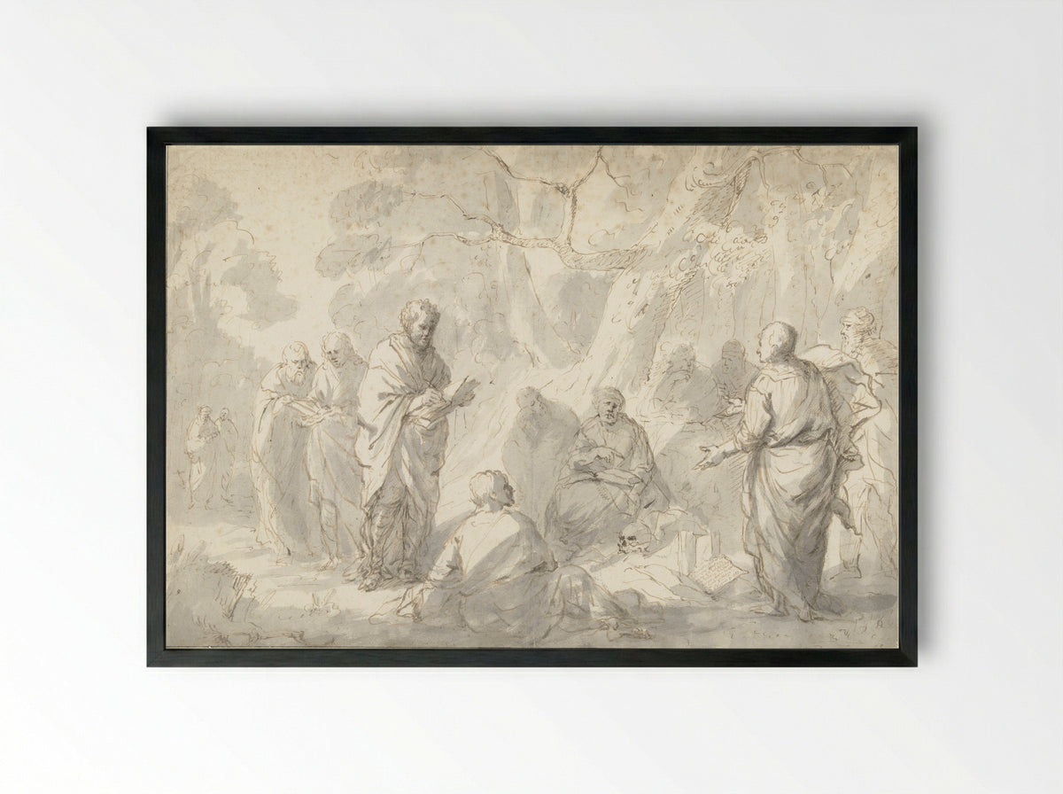 Filosofen redetwistend over de zielsverhuizing - Zacharias Blijhooft - Framed Print Black