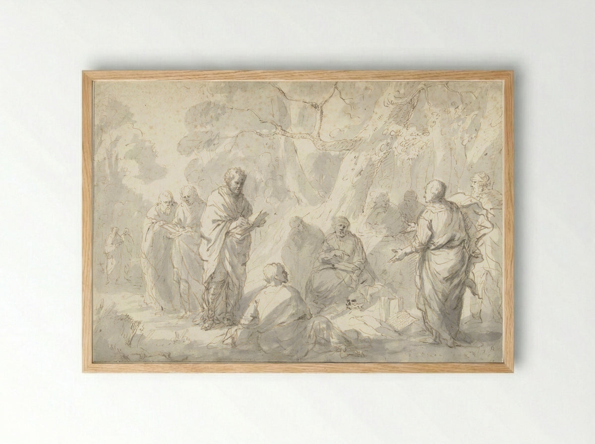 Filosofen redetwistend over de zielsverhuizing - Zacharias Blijhooft - Framed Print Wood