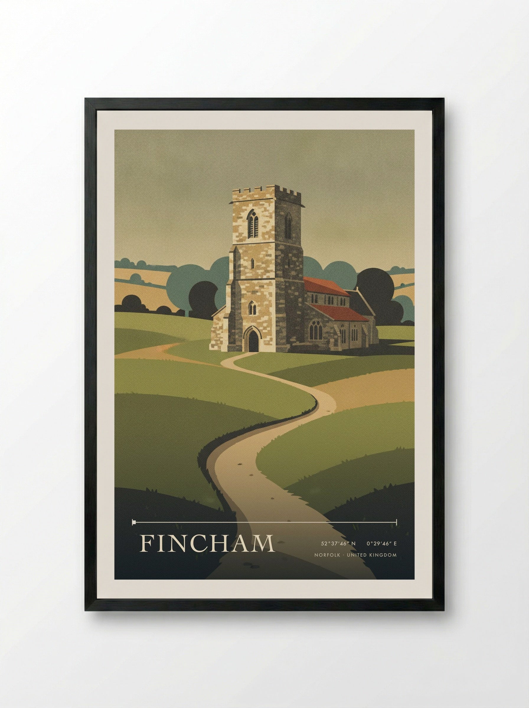 Fincham Norfolk United Kingdom Travel Poster - Framed Print Black