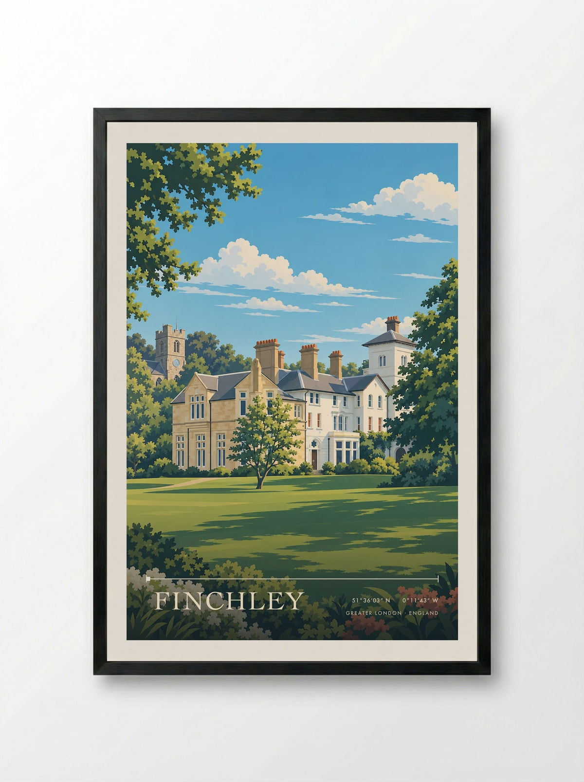 Finchley, Greater London | Travel Poster - Framed Print Black