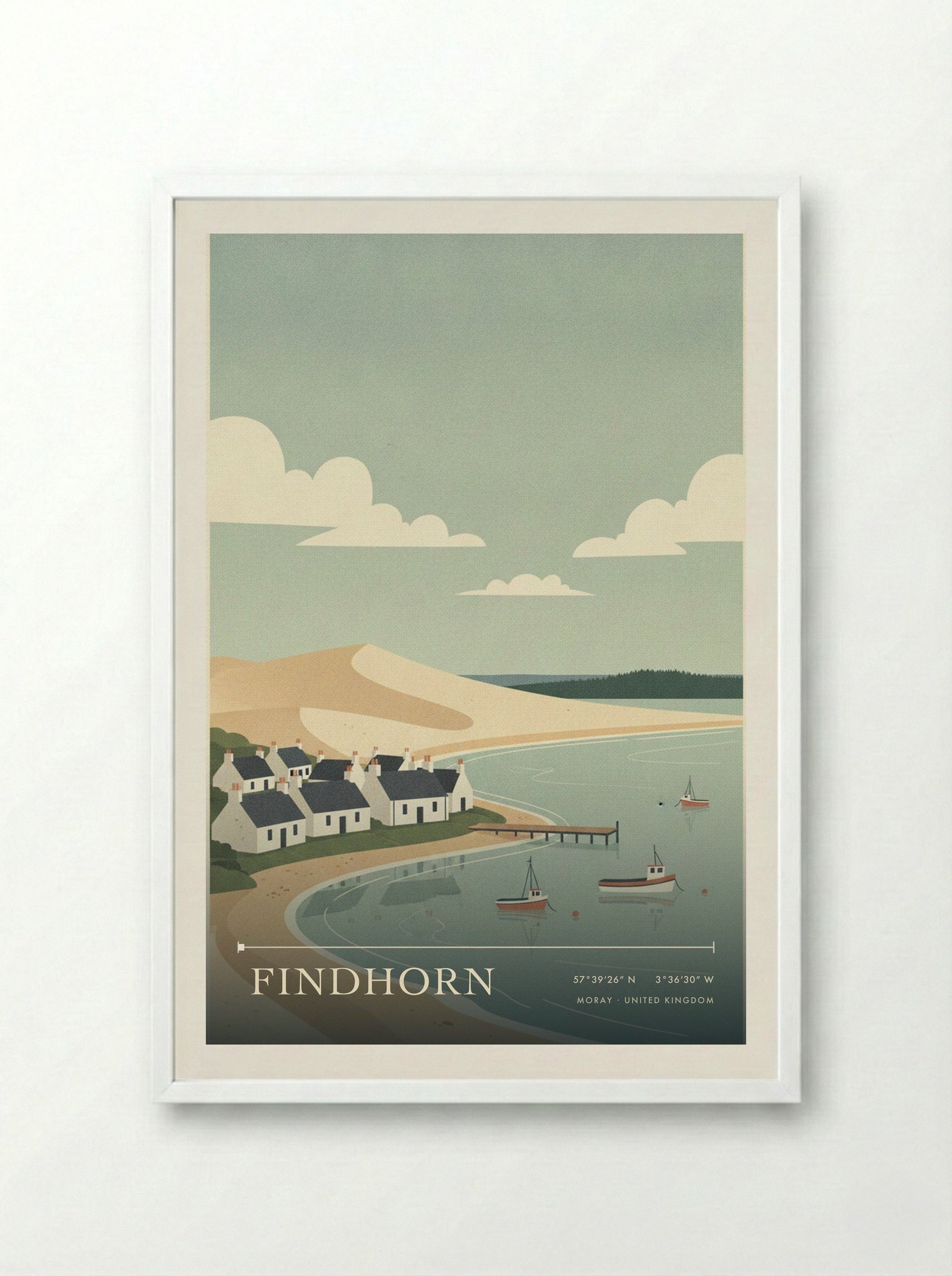 Findhorn Moray United Kingdom Travel Poster - Framed Print White