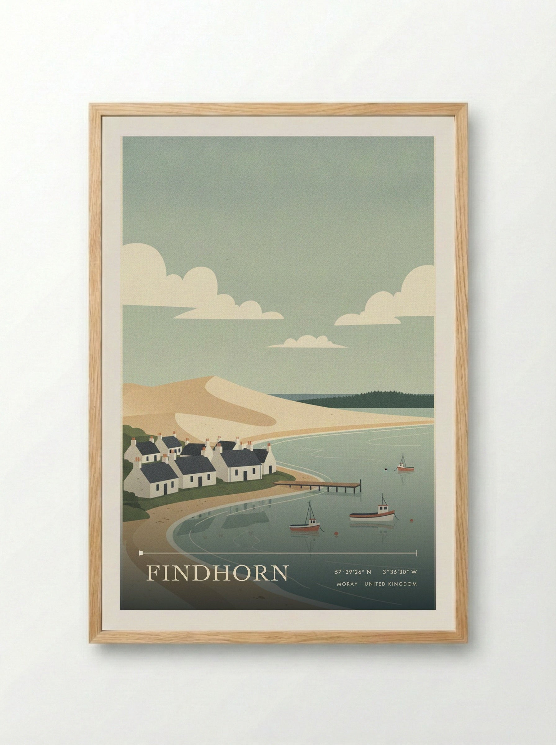 Findhorn Moray United Kingdom Travel Poster - Framed Print Wood
