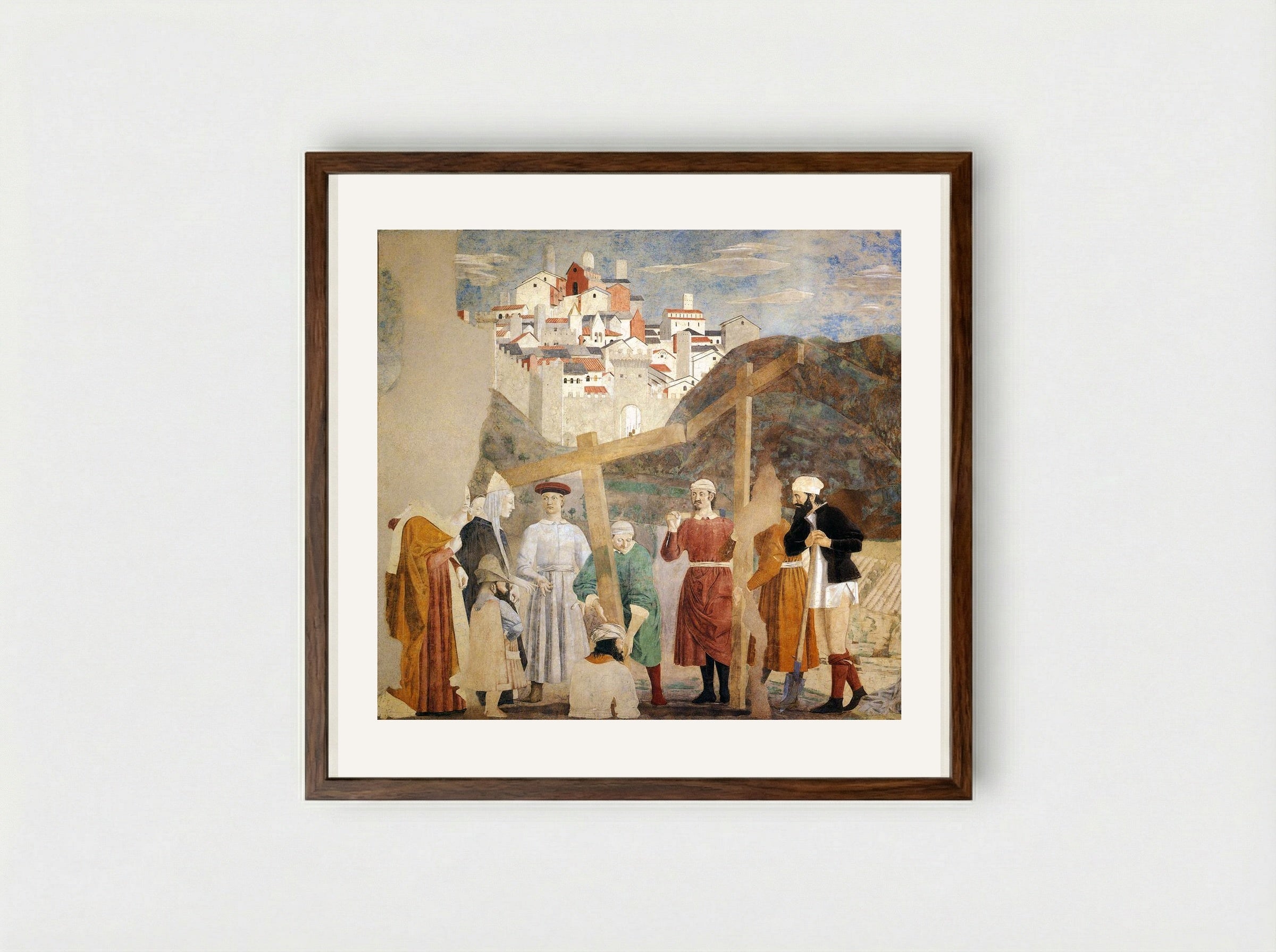 Finding of the True Cross - Piero della Francesca - Framed Print Dark Wood