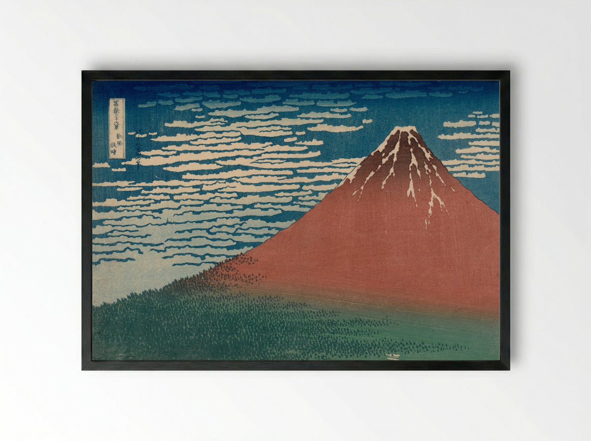 Fine Wind, Clear Morning - Katsushika Hokusai - Framed Print Black