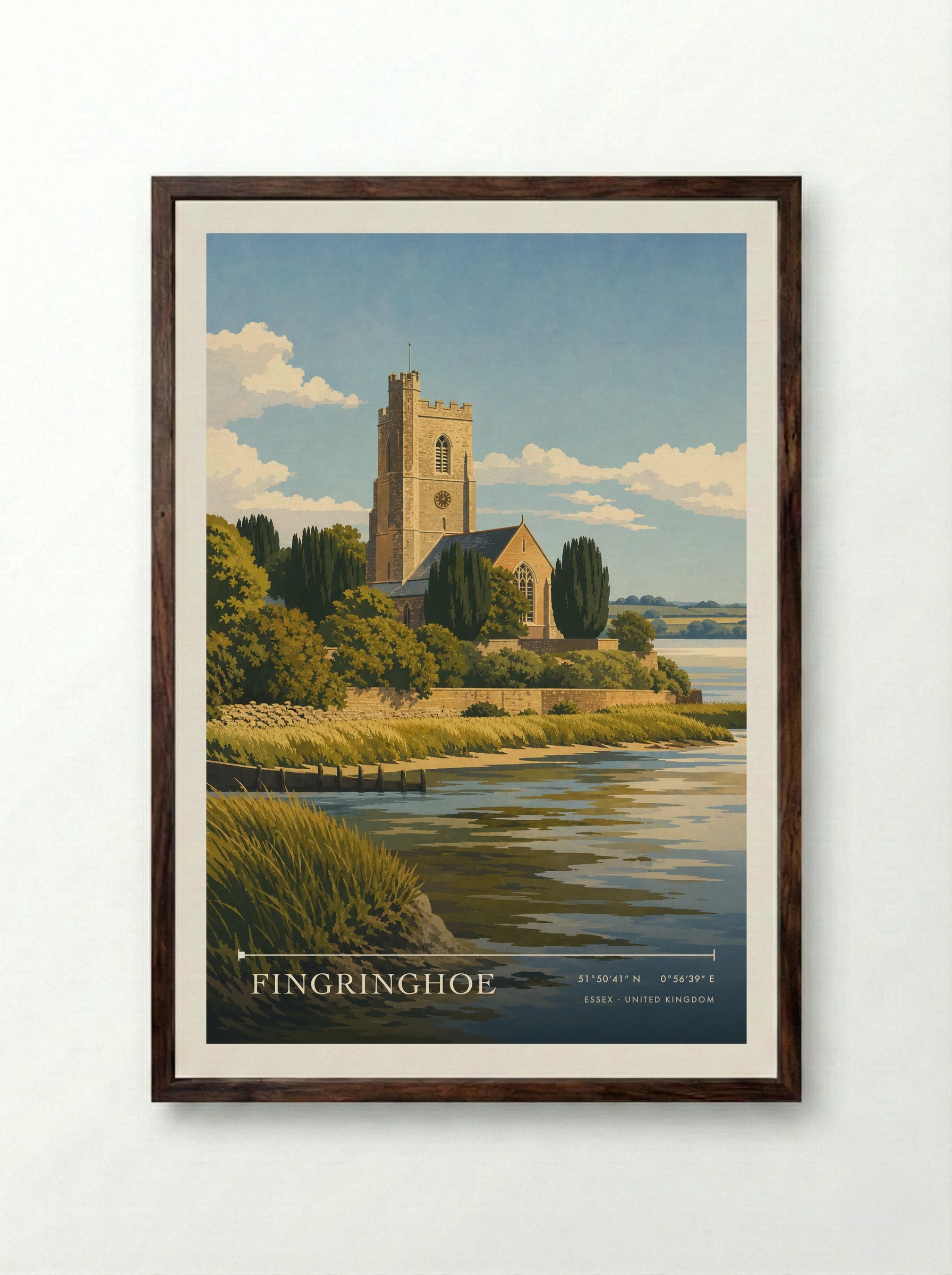 Fingringhoe Essex United Kingdom Travel Poster - Framed Print Dark Wood