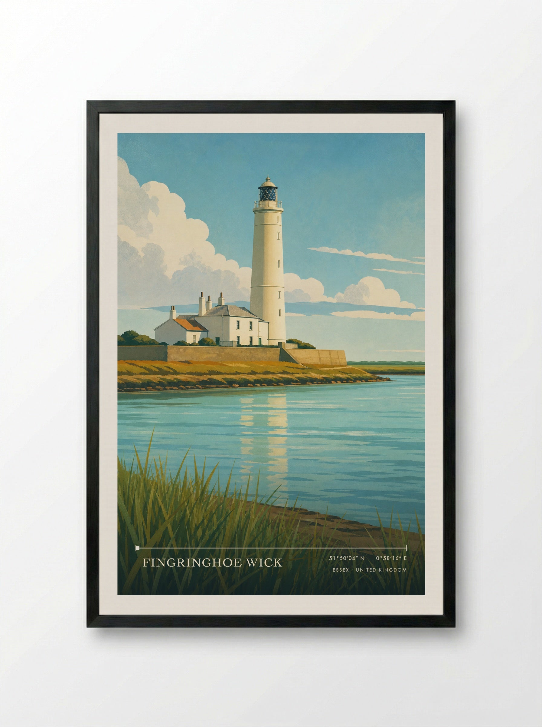 Fingringhoe Wick Essex United Kingdom Travel Poster - Framed Print Black