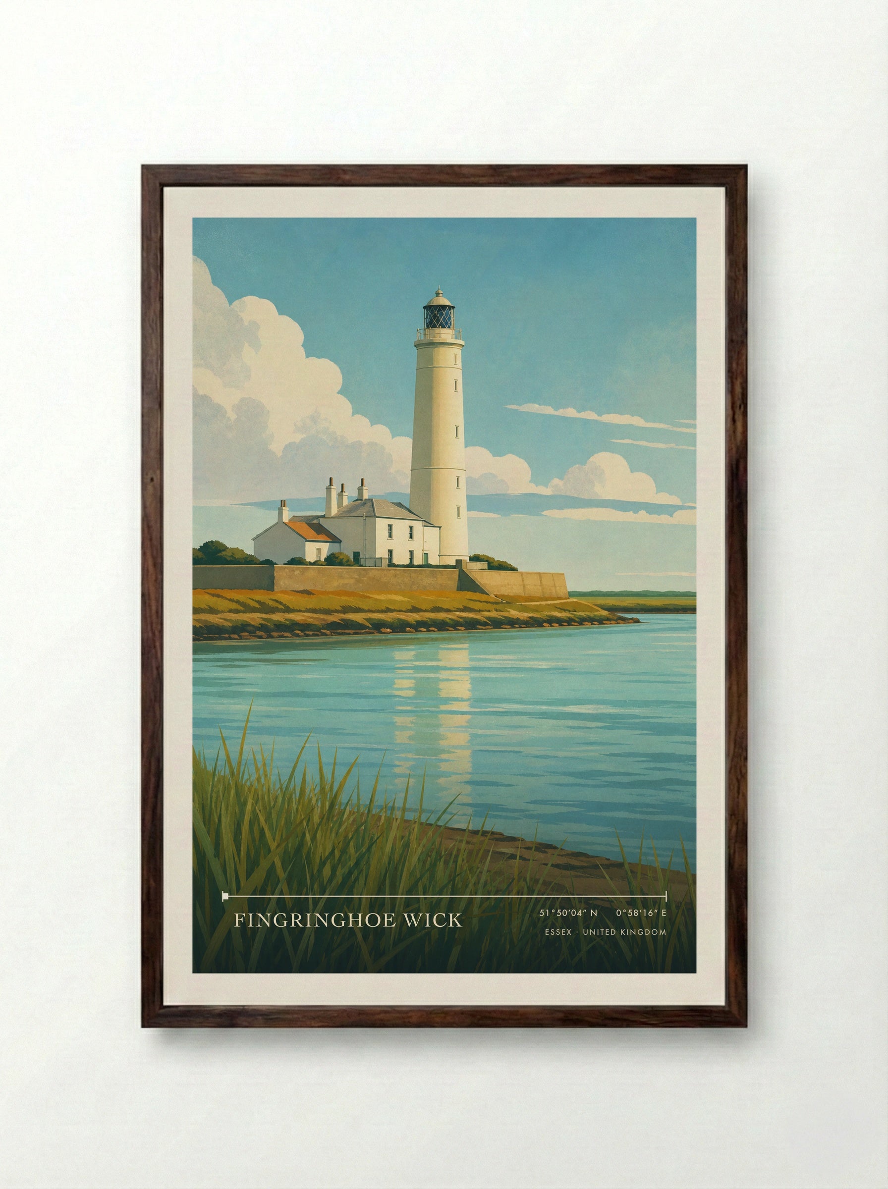 Fingringhoe Wick Essex United Kingdom Travel Poster - Framed Print Dark Wood