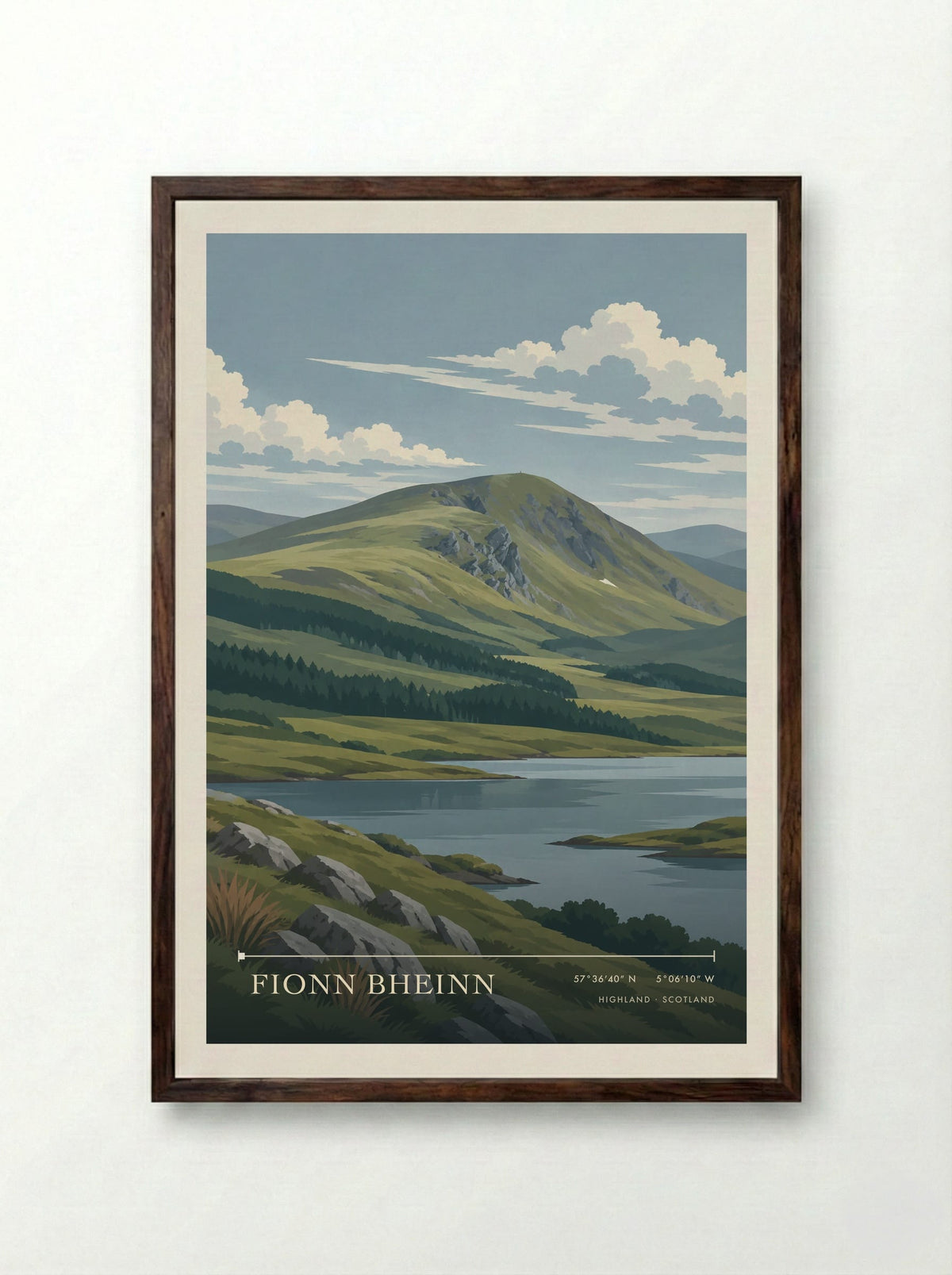 Fionn Bheinn, Highland | Travel Poster - Framed Print Dark Wood