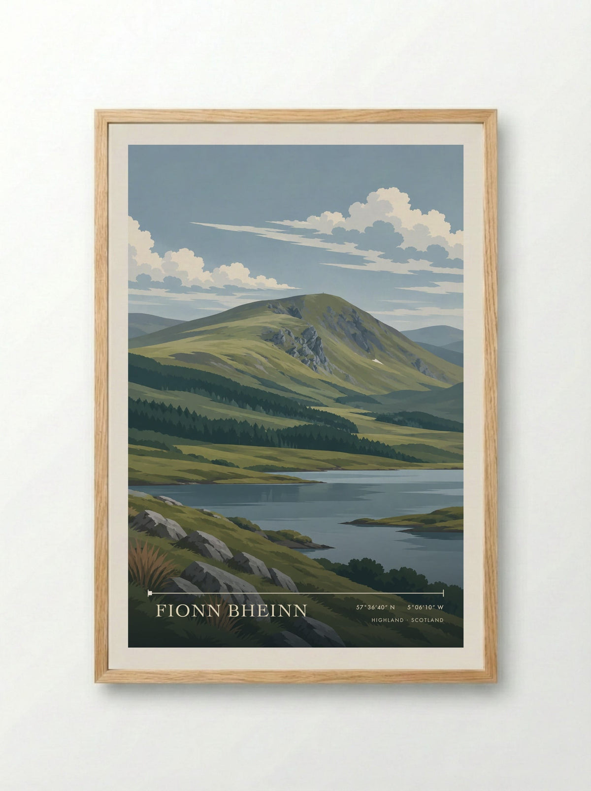 Fionn Bheinn, Highland | Travel Poster - Framed Print Wood