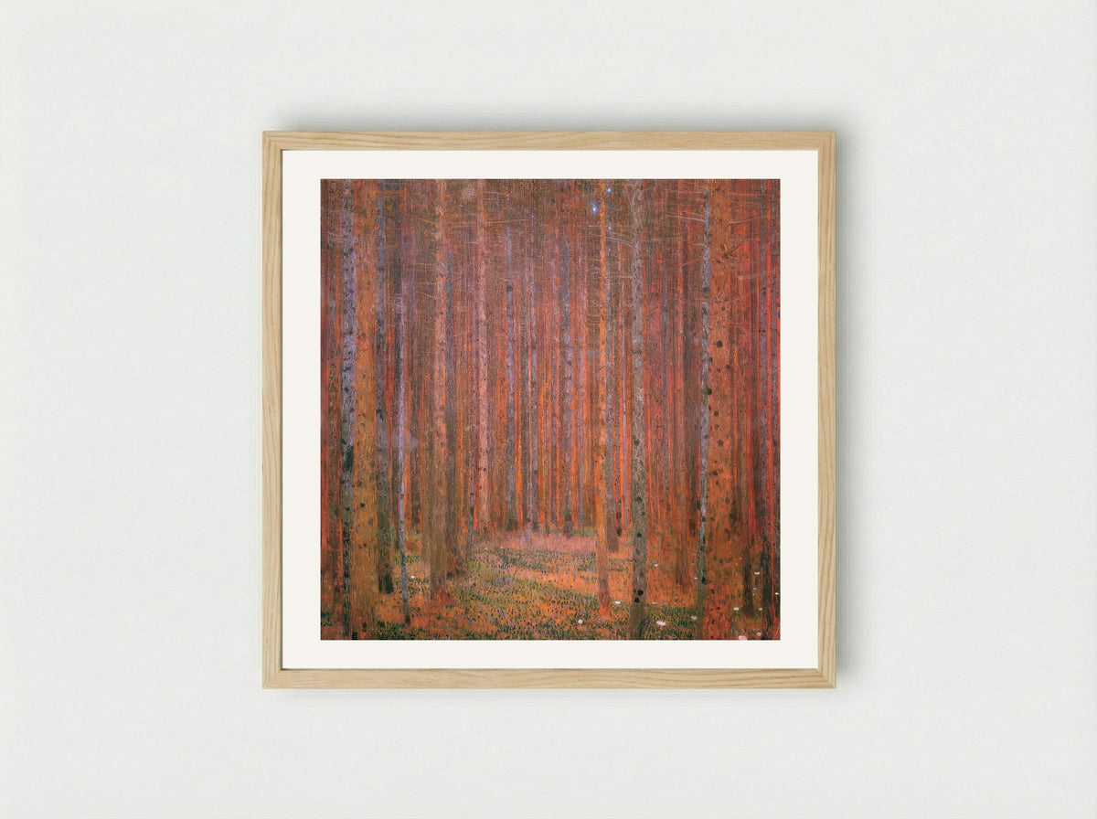 Fir Forest by Henri Rousseau – Dreamlike Woodland Landscape Art Print - Framed Print Wood