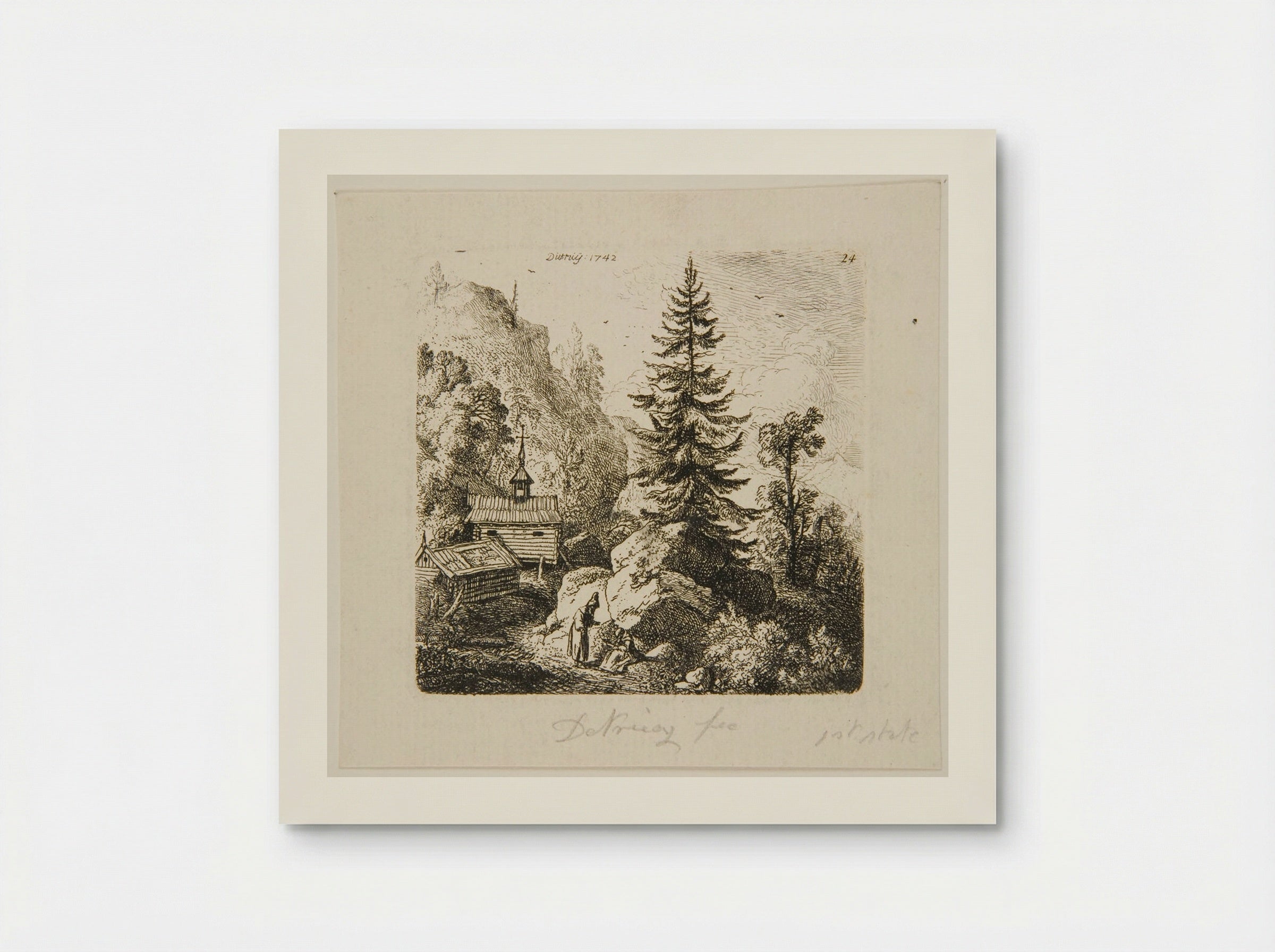 Fir Tree on a Rock - Christian Wilhelm Ernst Dietrich - Poster