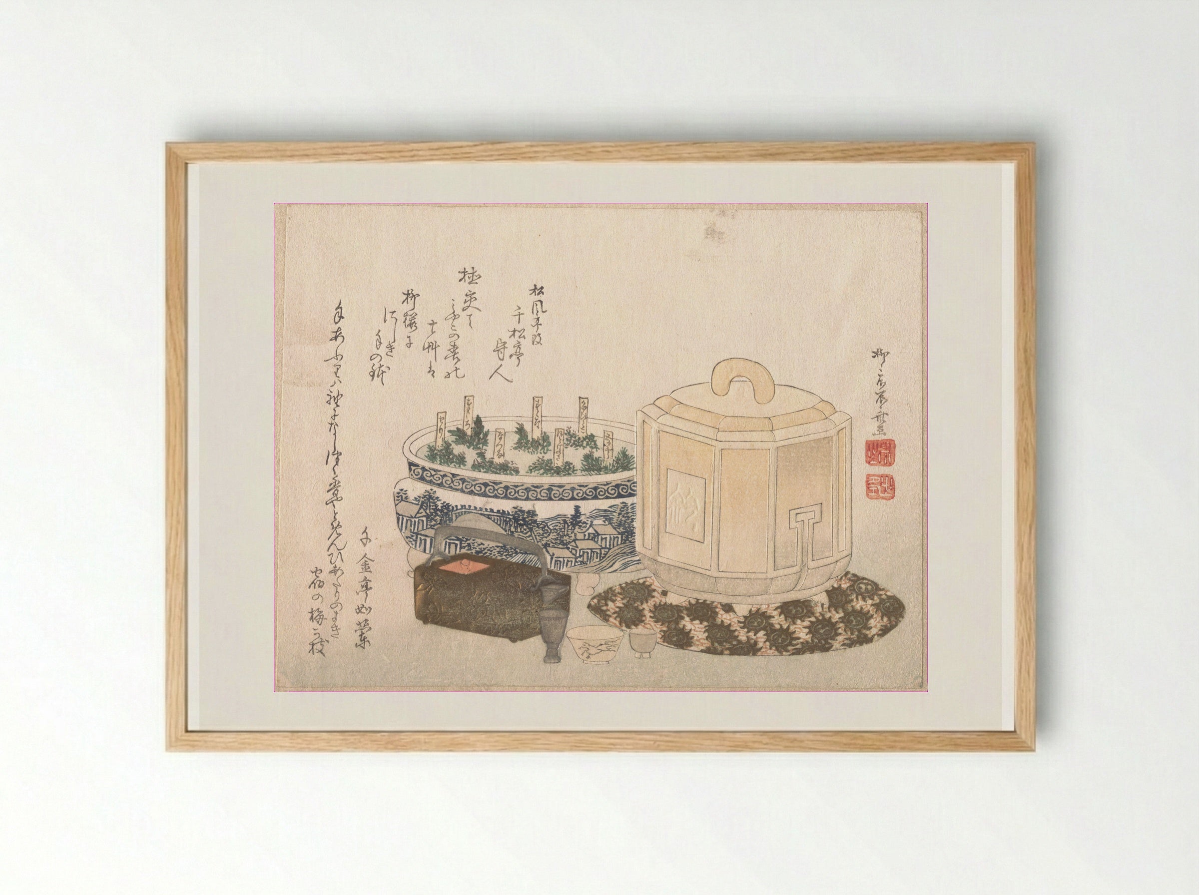 Fire-Holder and Flower-Pot - Ryūryūkyo Shinsai - Framed Print Wood