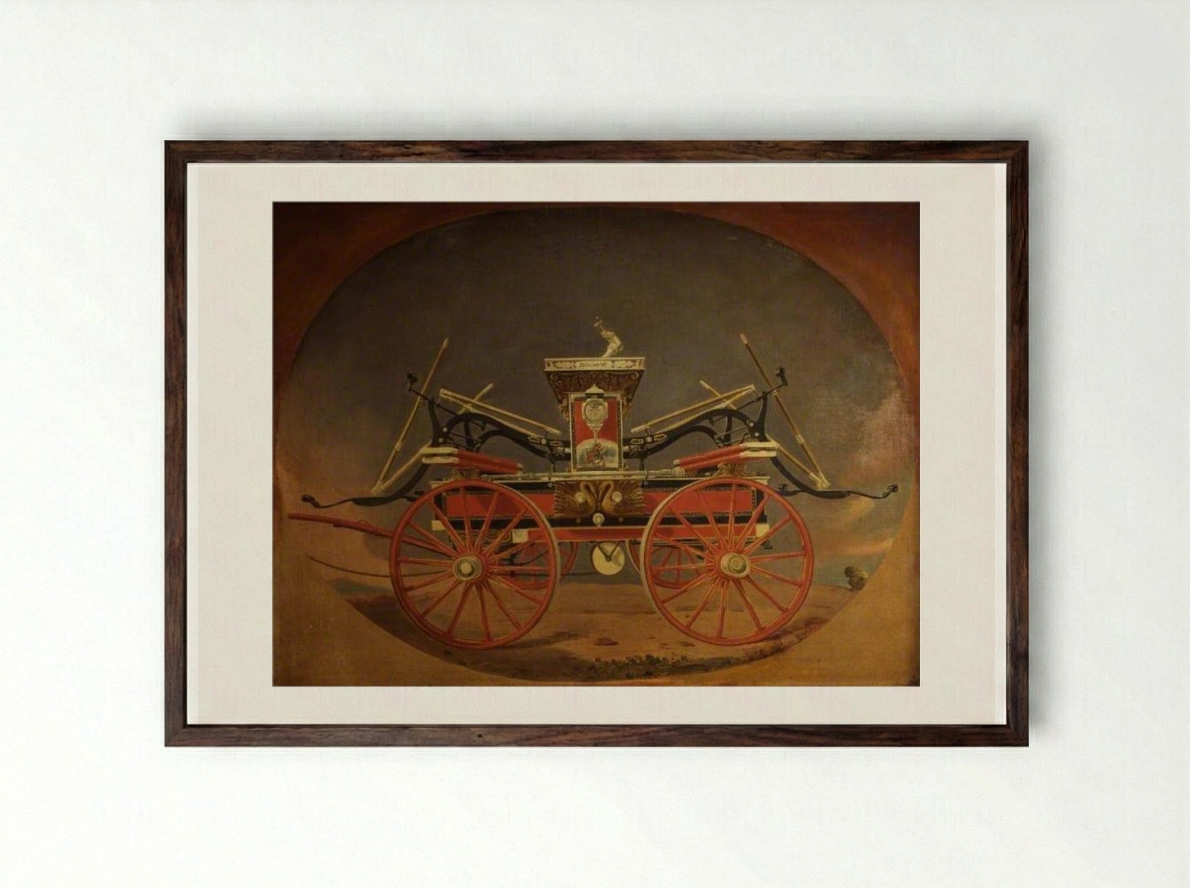 Fire Steamer Engine 'Fairmount' - Thomas Sully - Framed Print Dark Wood