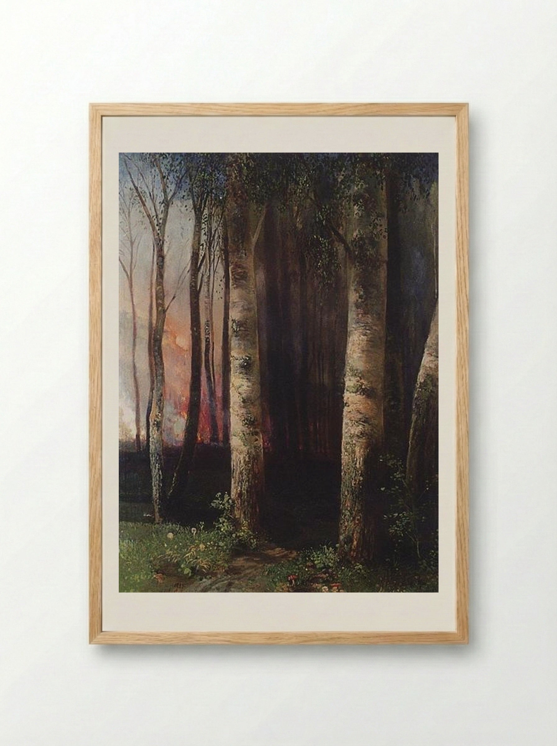 Fire in the Woods - Aleksey Savrasov - Framed Print Wood