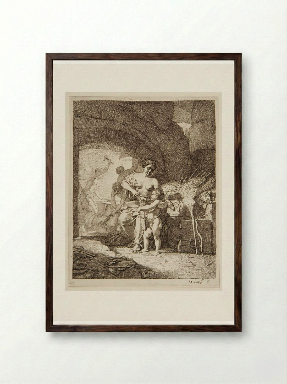 Fire - Gérard de Lairesse - Framed Print Dark Wood