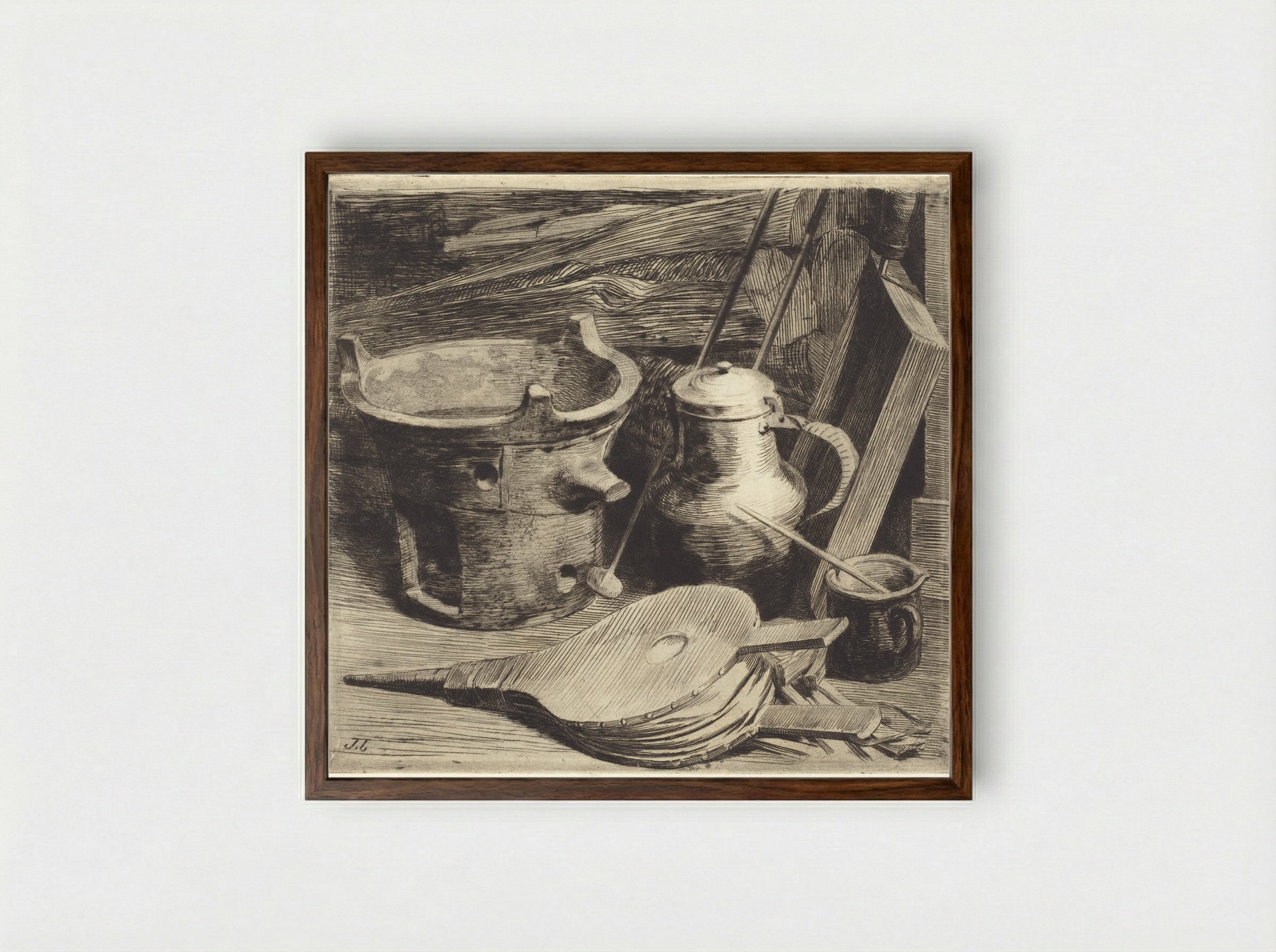 Fire - Jules Ferdinand Jacquemart - Framed Print Dark Wood