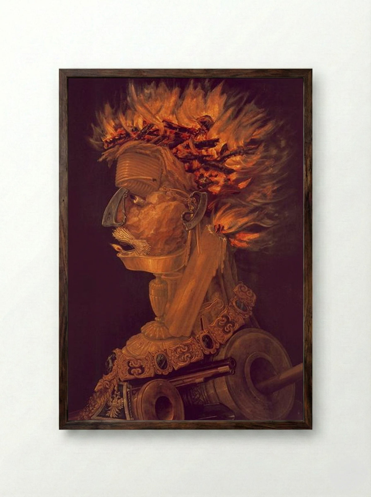 Fire - Giuseppe Arcimboldo - Framed Print Dark Wood