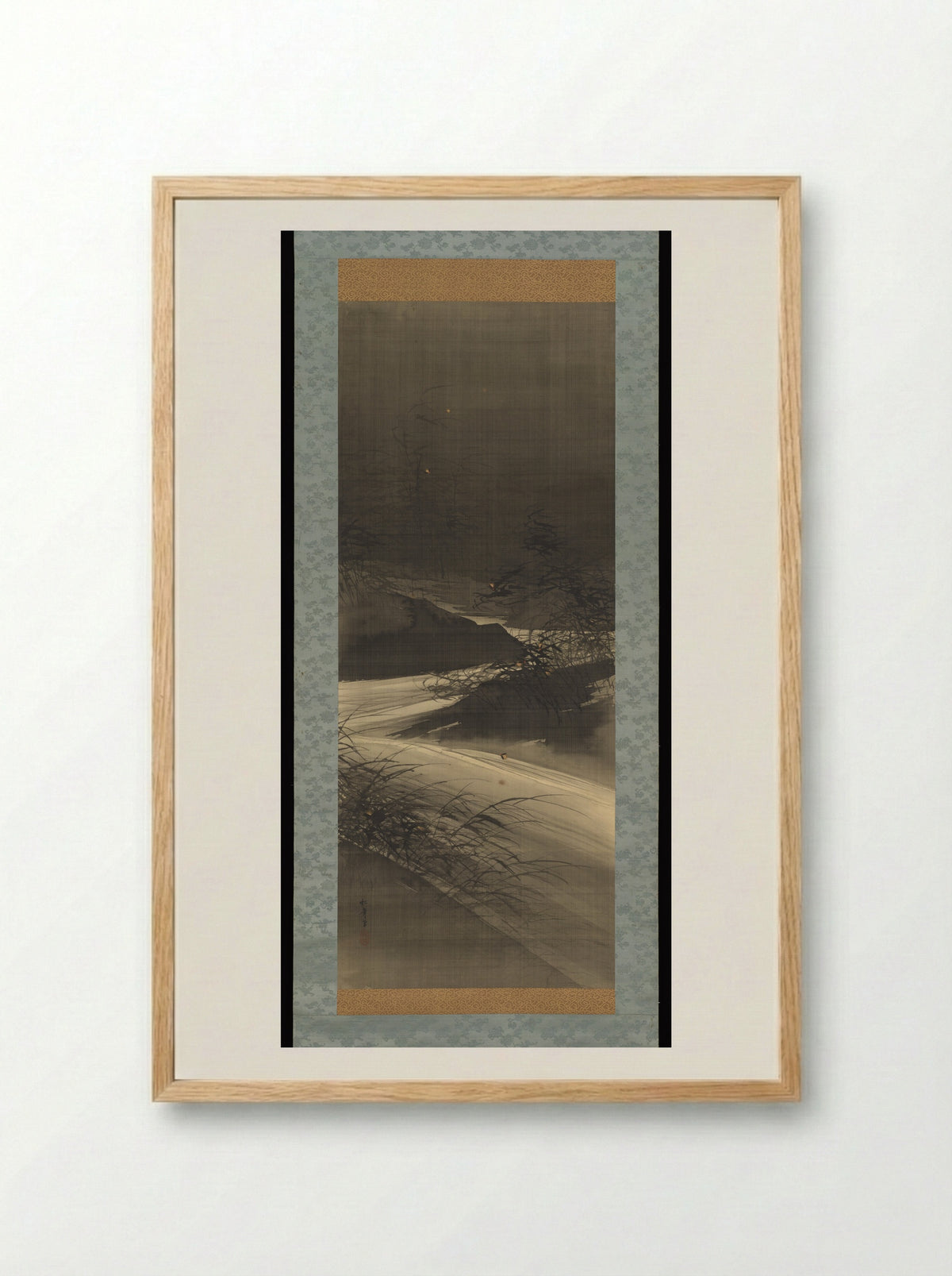 Fireflies Over the Uji River by Moonlight - Suzuki Shōnen - Framed Print Wood