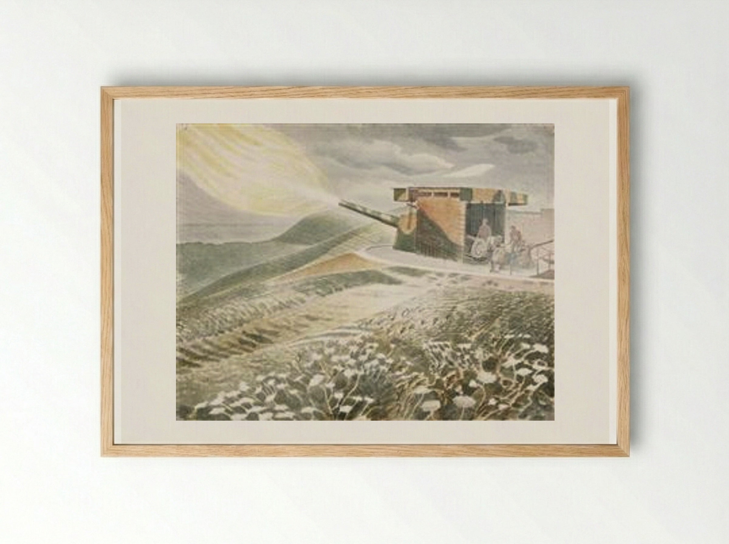 Firing a 9.2 Gun - Eric Ravilious - Framed Print Wood