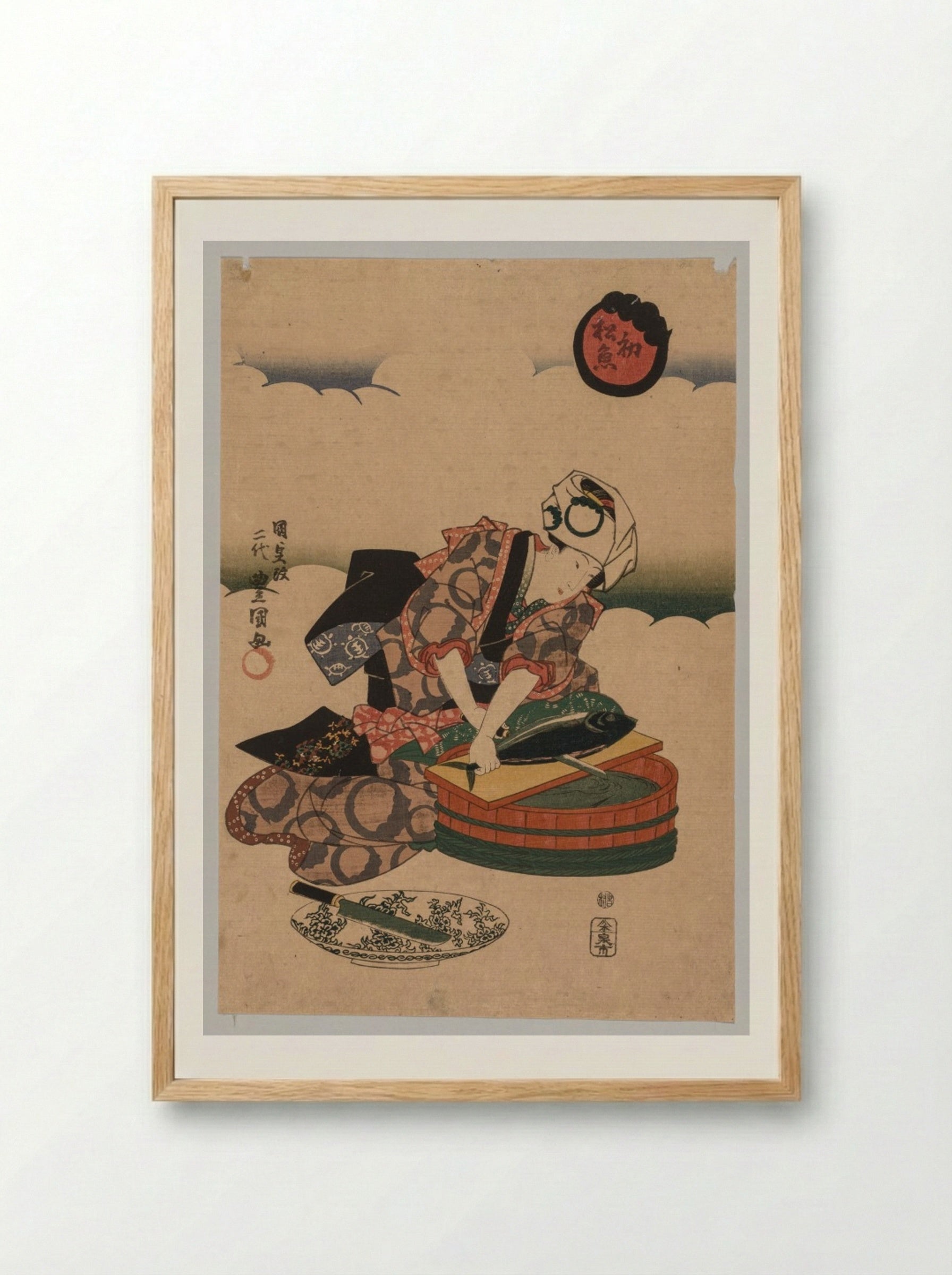 First Bonito of the Year - Utagawa Kunisada - Framed Print Wood