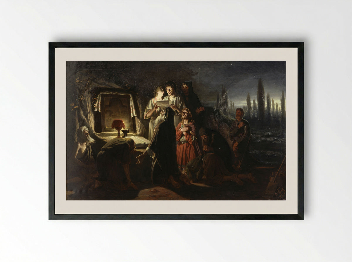 First Christians in Kiev - Vasily Perov - Framed Print Black
