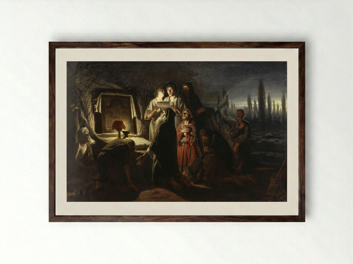 First Christians in Kiev - Vasily Perov - Framed Print Dark Wood