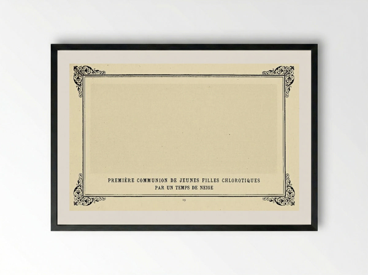 First Communion of Anaemic Young Girls in the Snow - Alphonse Allais - Framed Print Black
