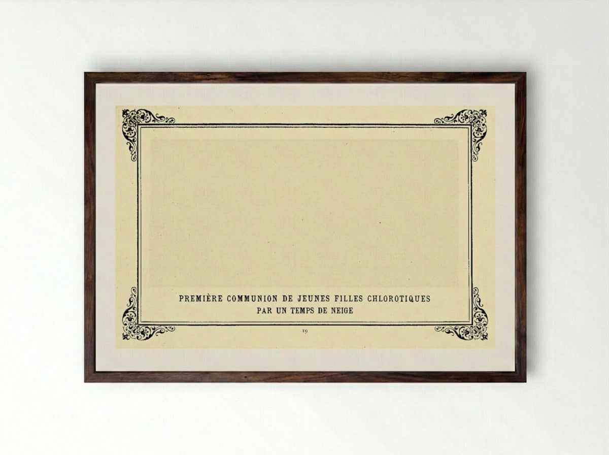 First Communion of Anaemic Young Girls in the Snow - Alphonse Allais - Framed Print Dark Wood