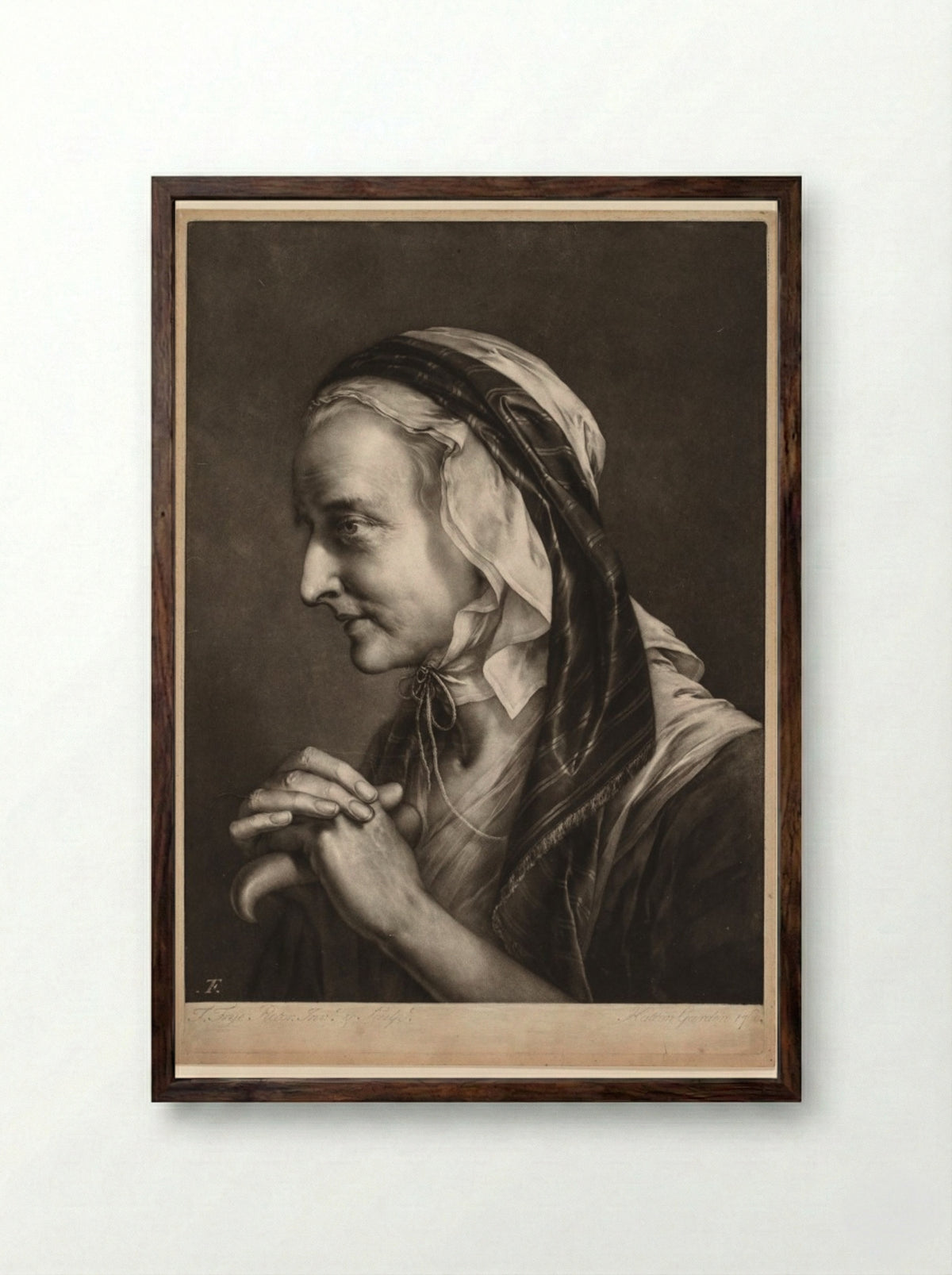 First Series of Life-Sized Heads: Mrs. Frye - Thomas Frye - Framed Print Dark Wood