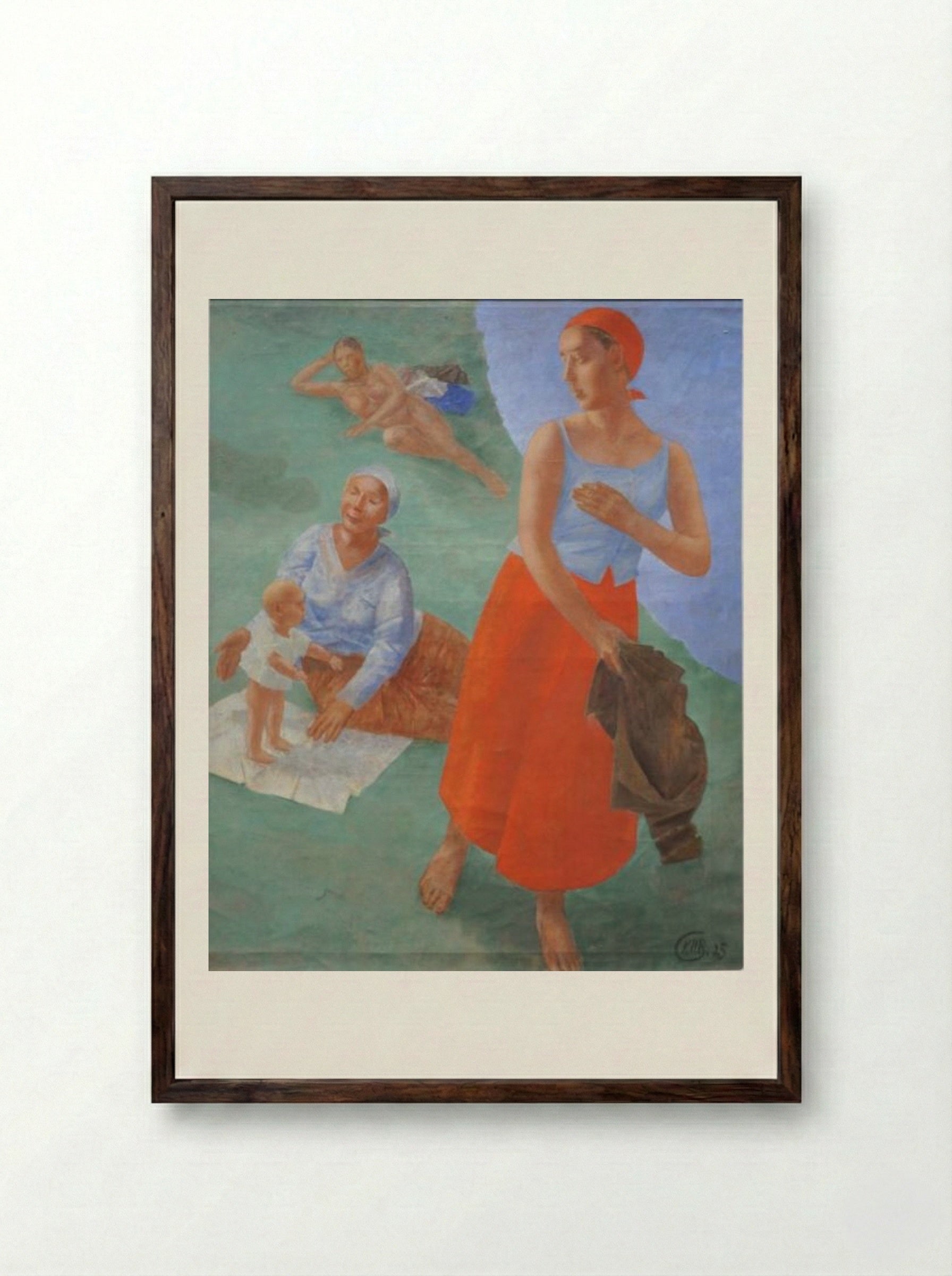 First Steps - Kuzma Petrov-Vodkin - Framed Print Dark Wood