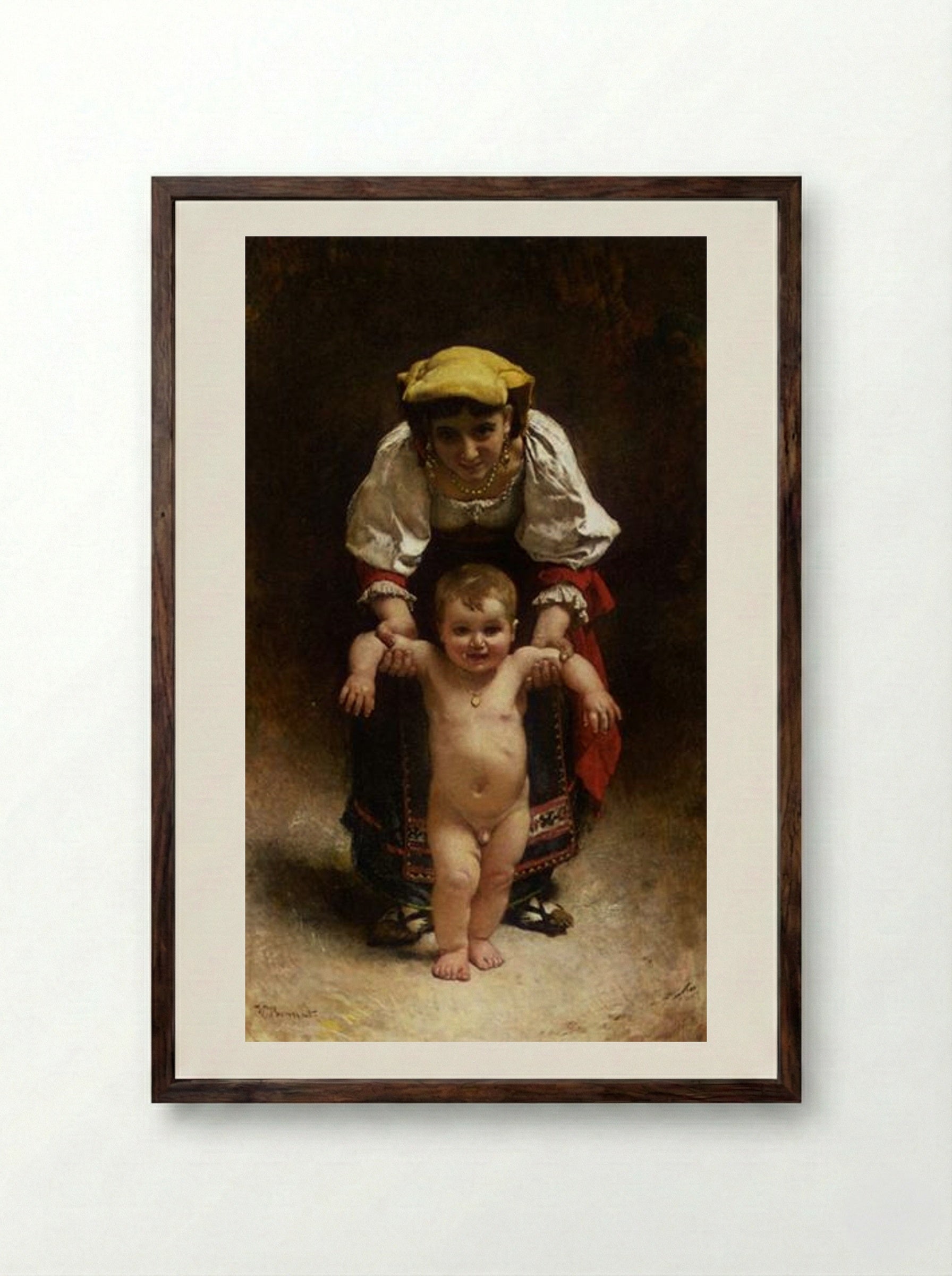 First Steps - Léon Bonnat - Framed Print Dark Wood