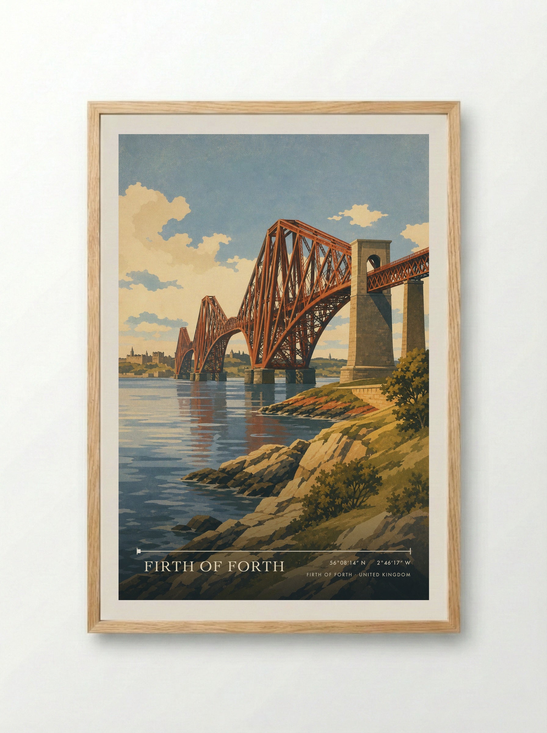 Firth of Forth United Kingdom Travel Poster - Framed Print Wood