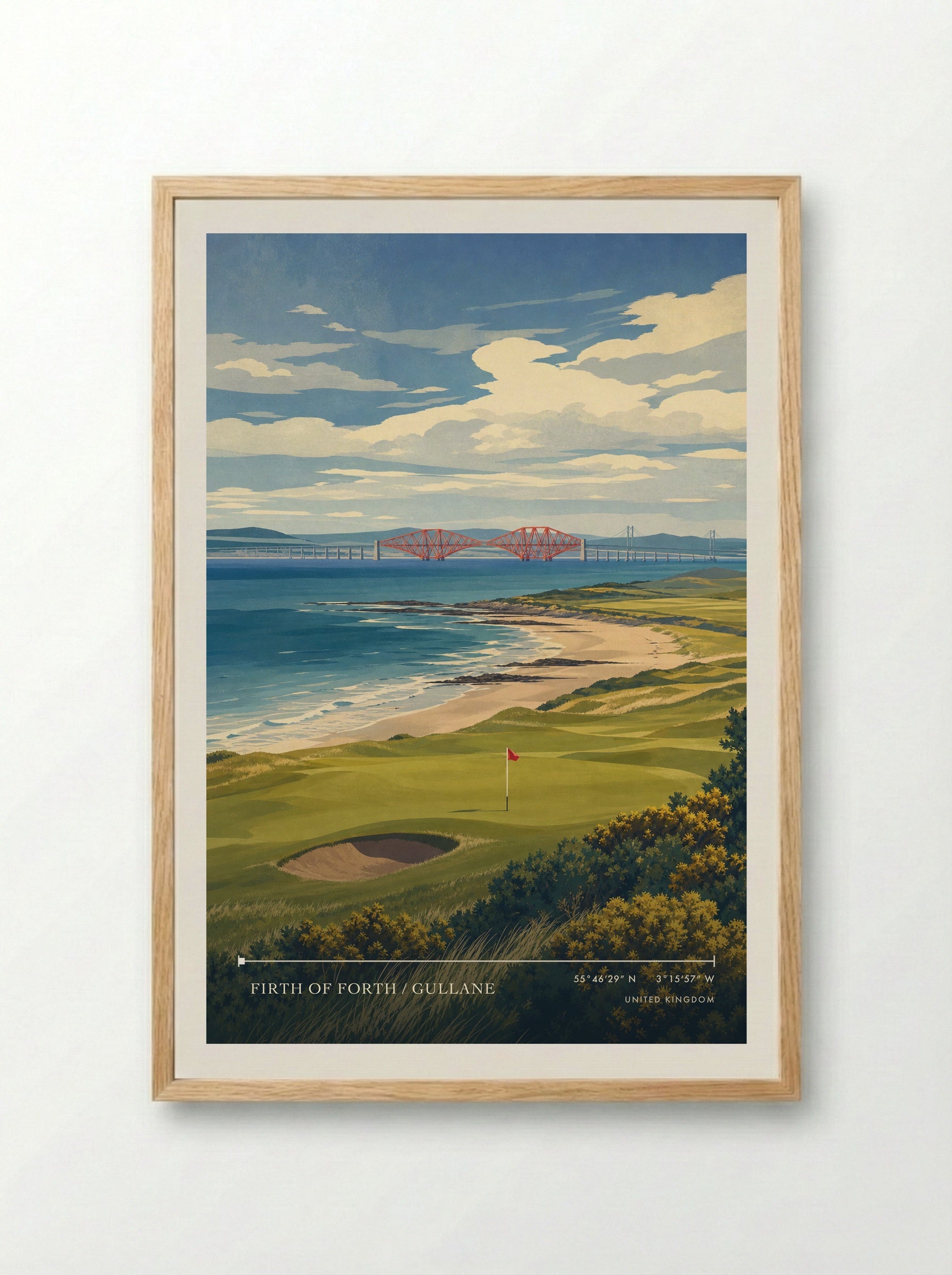 Firth of Forth / Gullane United Kingdom Travel Poster - Framed Print Wood