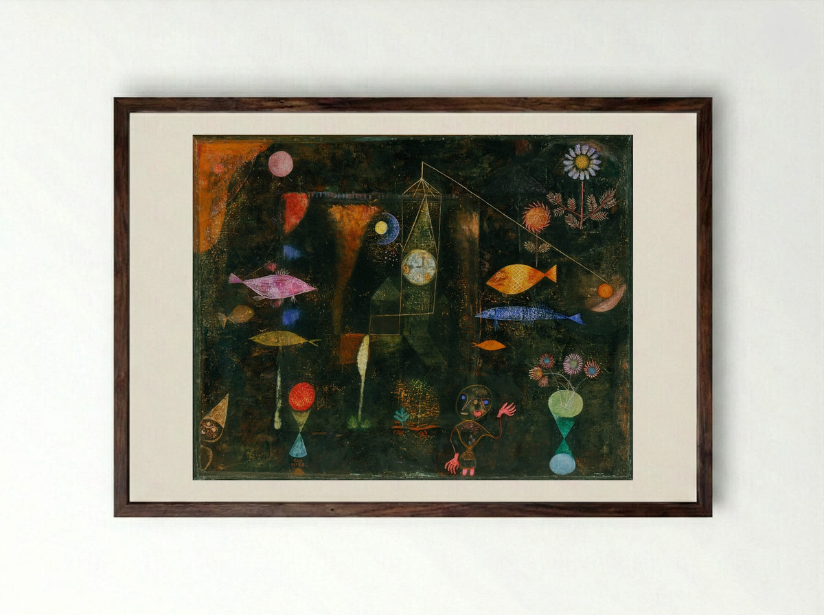 Fish Magic - Paul Klee - Framed Print Dark Wood