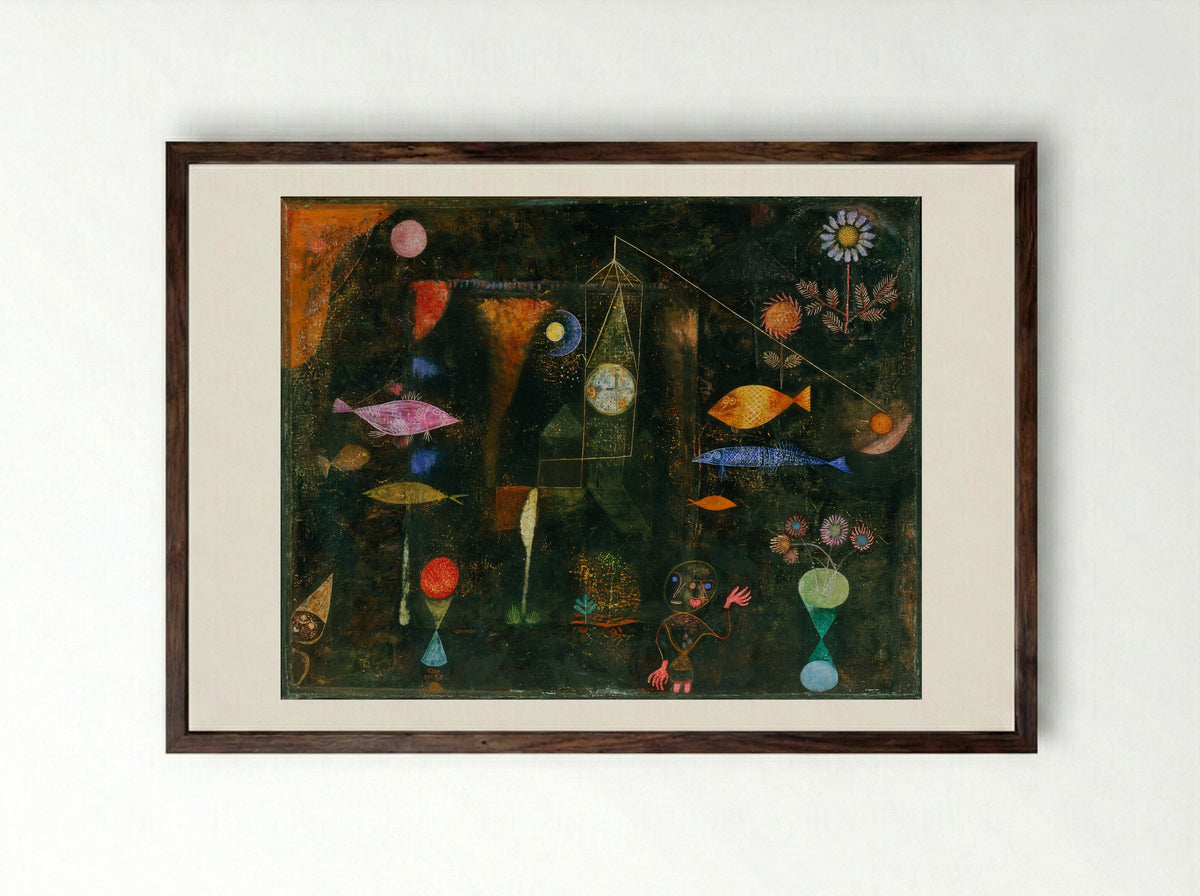 Fish Magic - Paul Klee - Framed Print Dark Wood