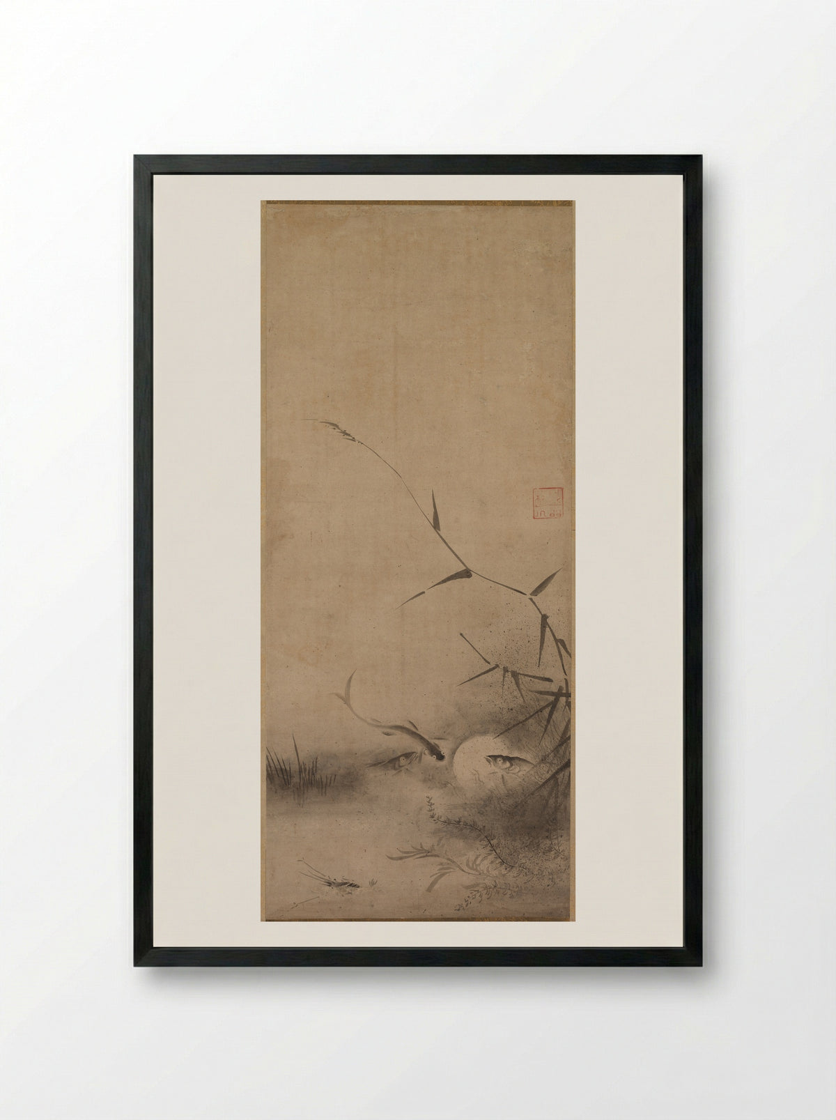 Fish and Seaweed - Rinkyo - Framed Print Black