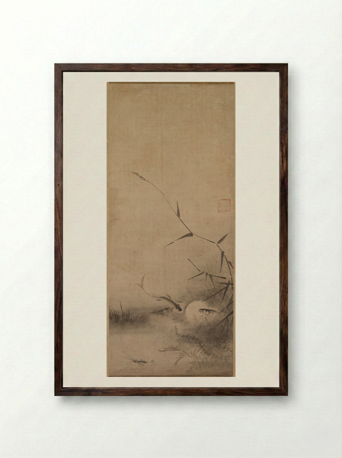 Fish and Seaweed - Rinkyo - Framed Print Dark Wood