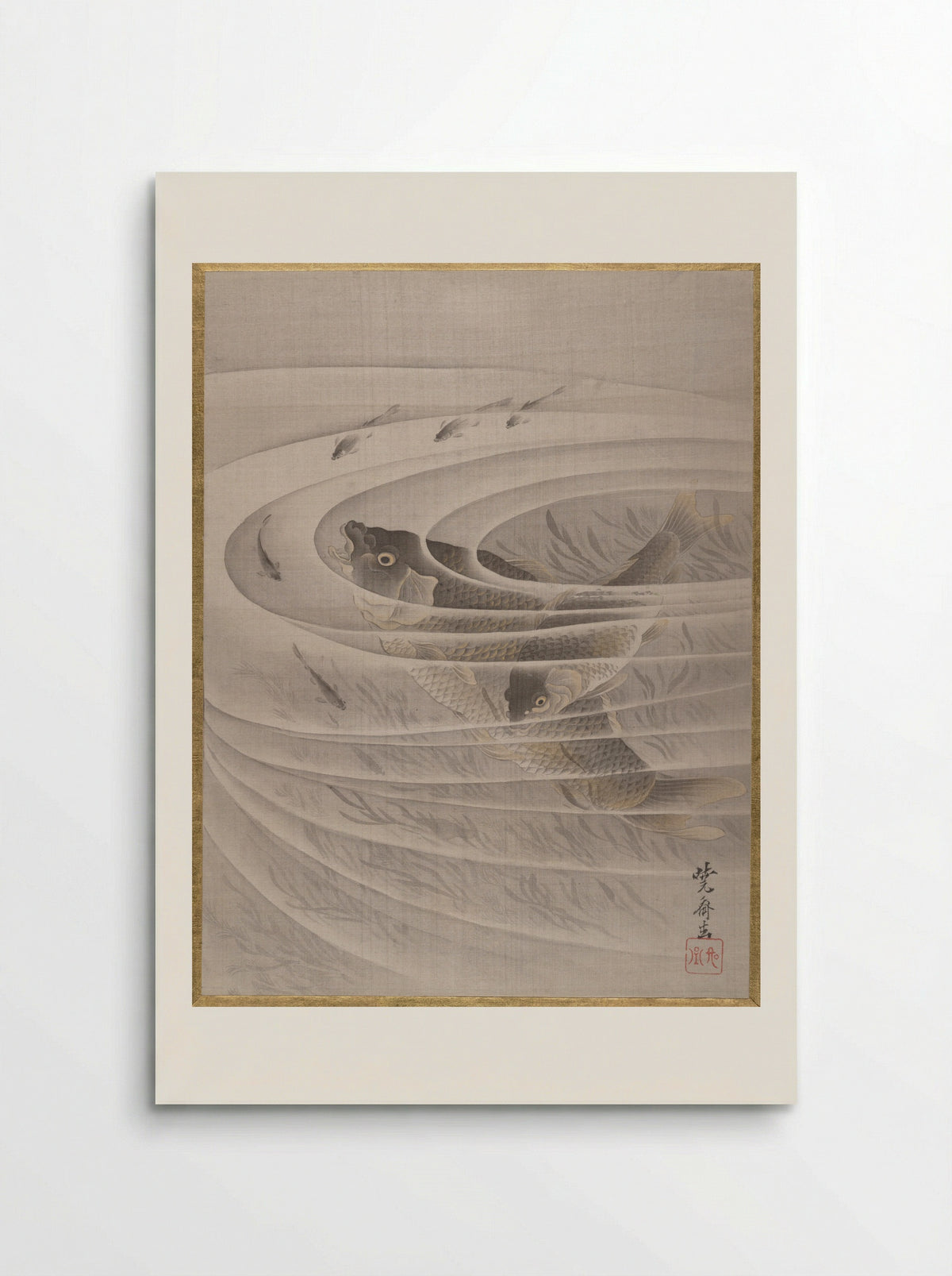 Fish in a Whirlpool - Kawanabe Kyōsai - Poster