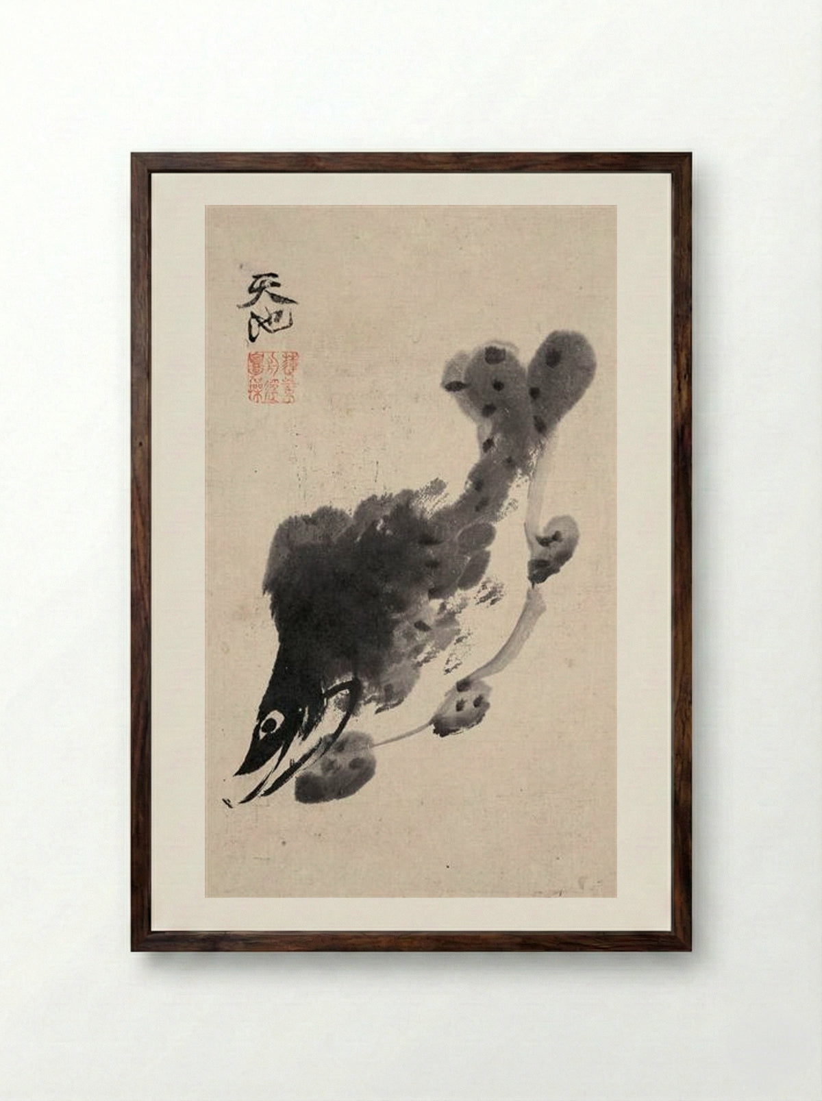 Fish - Xu Wei - Framed Print Dark Wood