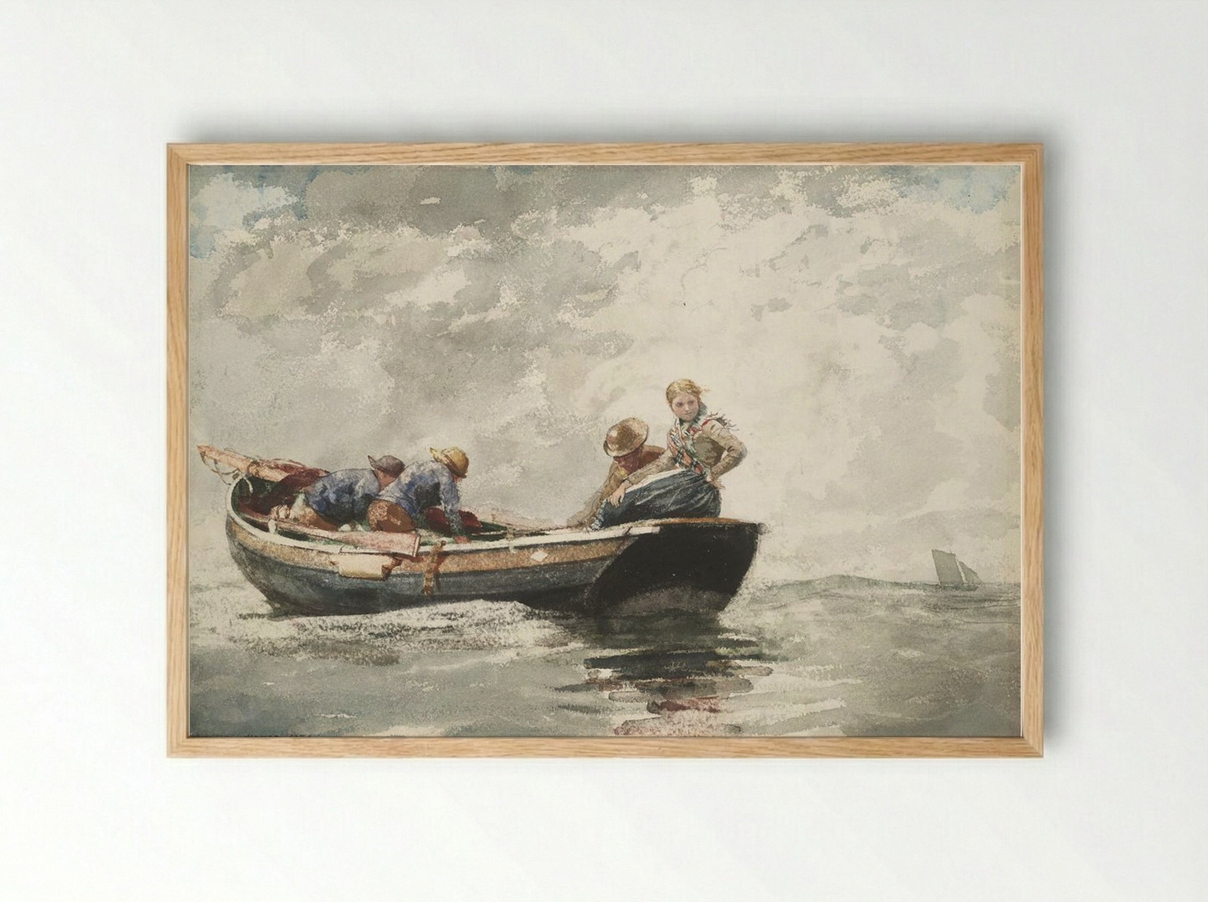 Fisher Folk in Dory - Winslow Homer - Framed Print Wood