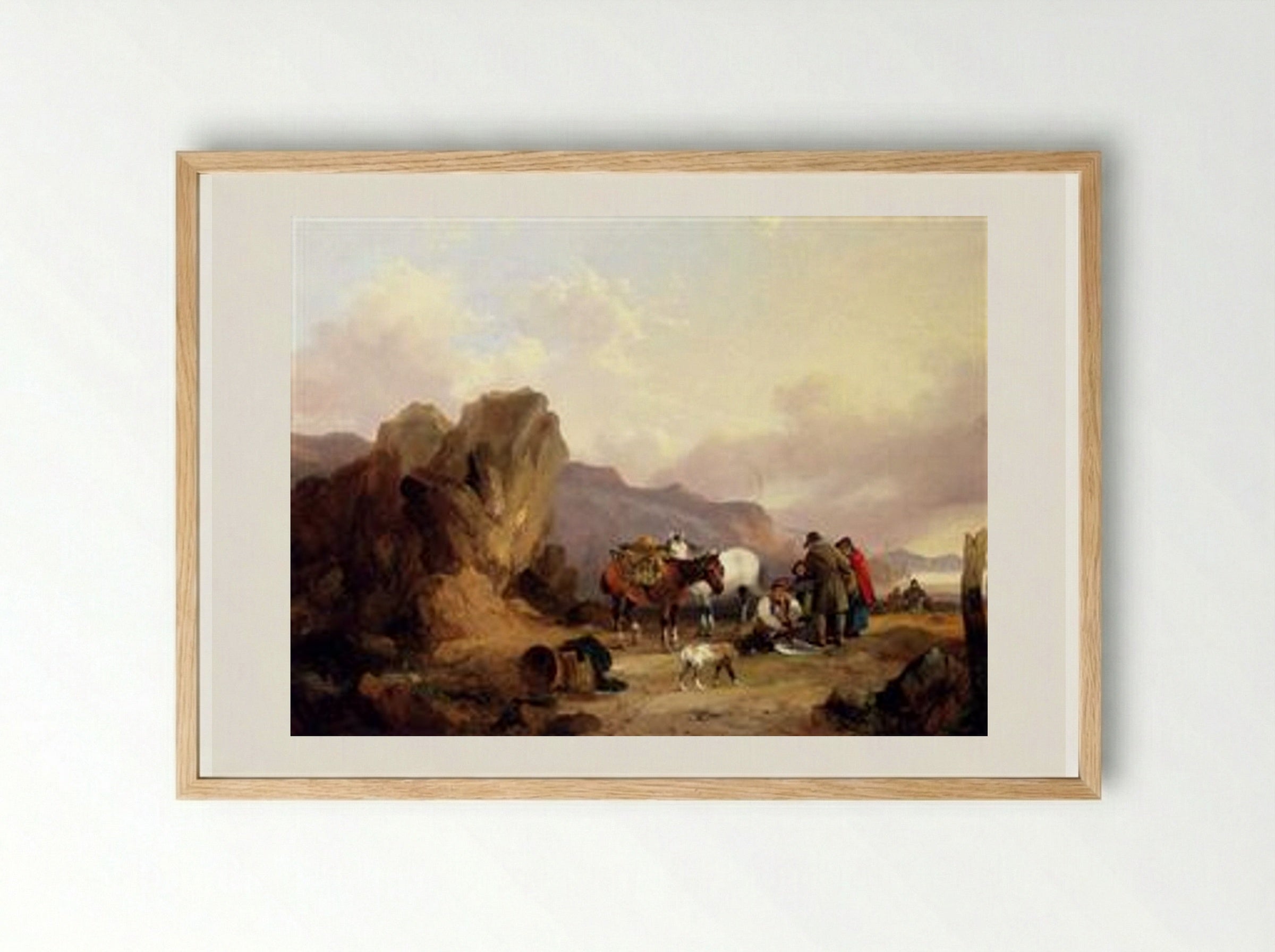 Fisherfolk Sorting The Catch - William Shayer - Framed Print Wood