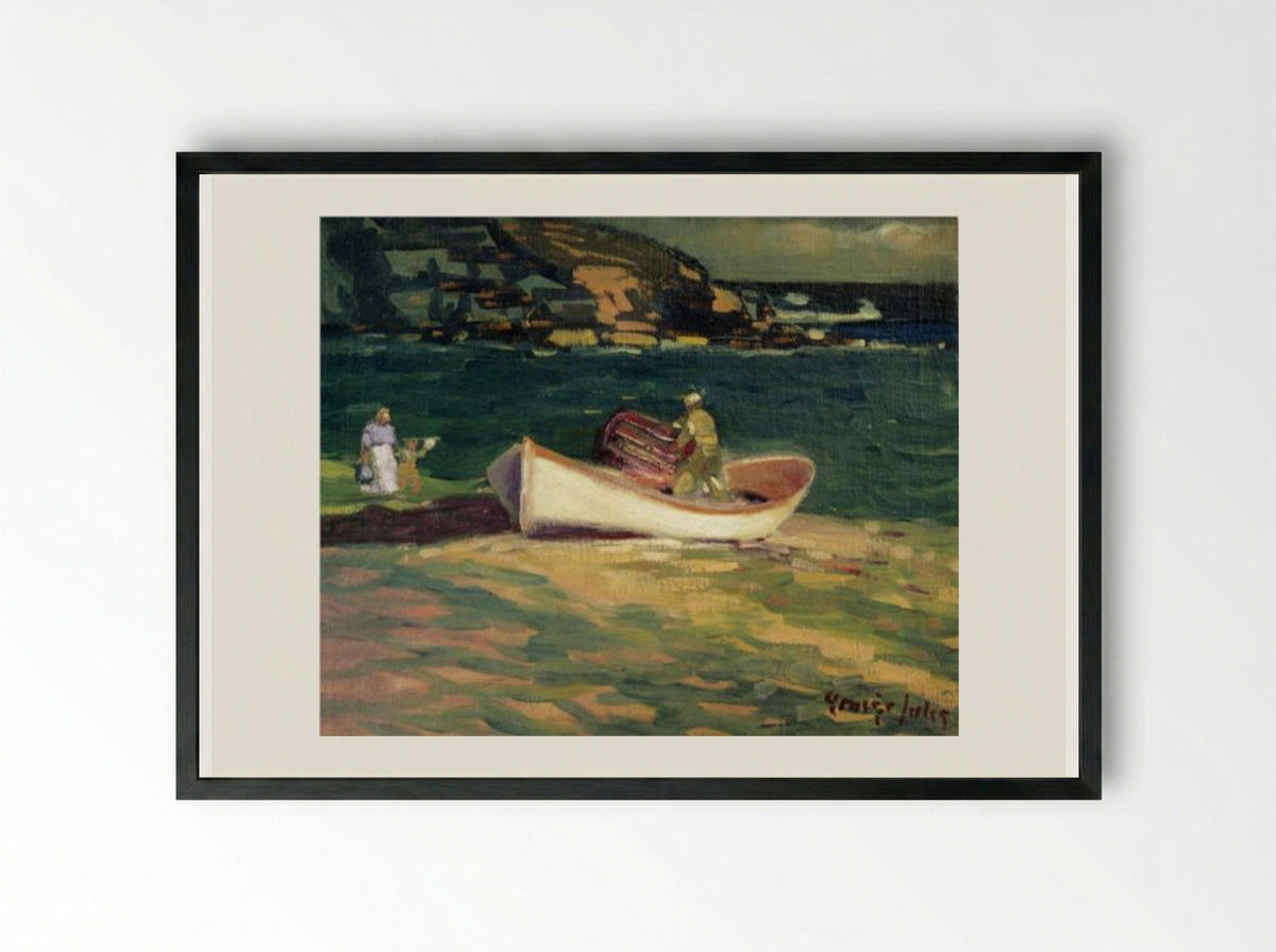 Fisherman, Cape Elizabeth, Maine - George Luks - Framed Print Black