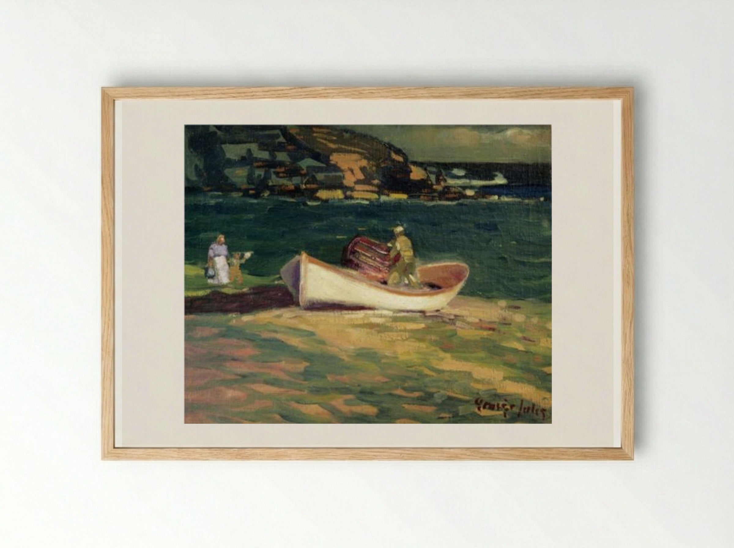 Fisherman, Cape Elizabeth, Maine - George Luks - Framed Print Wood