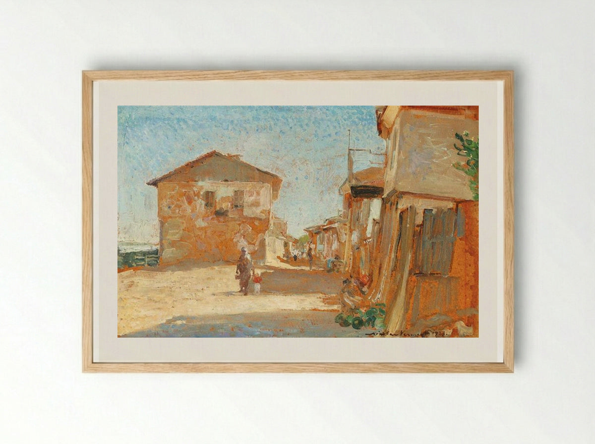 Fisherman Village in Brittany - Nicolae Vermont - Framed Print Wood