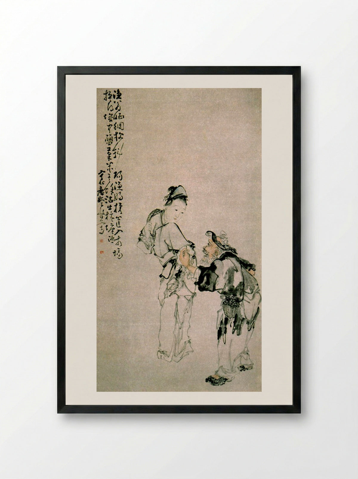 Fisherman and Fisherwoman - Huang Shen - Framed Print Black