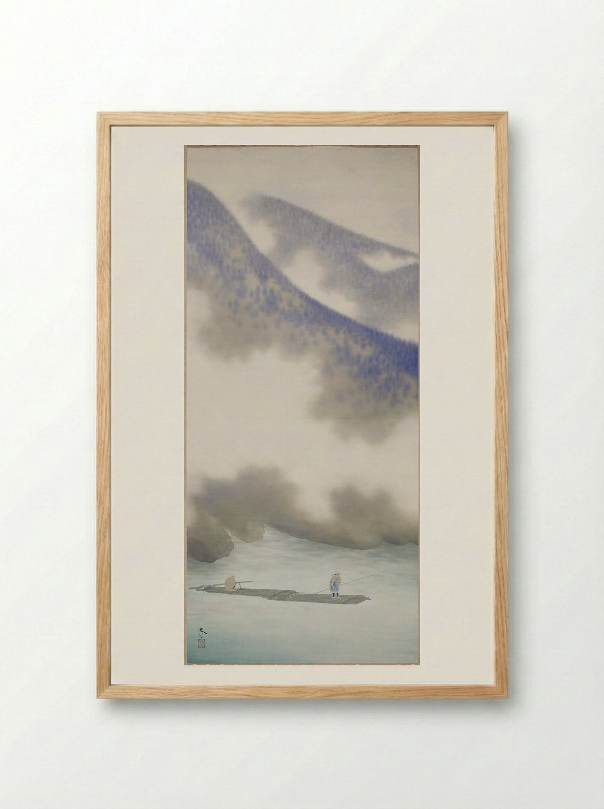 Fisherman in a Mist-Enshrouded Landscape - Hishida Shunsō - Framed Print Wood