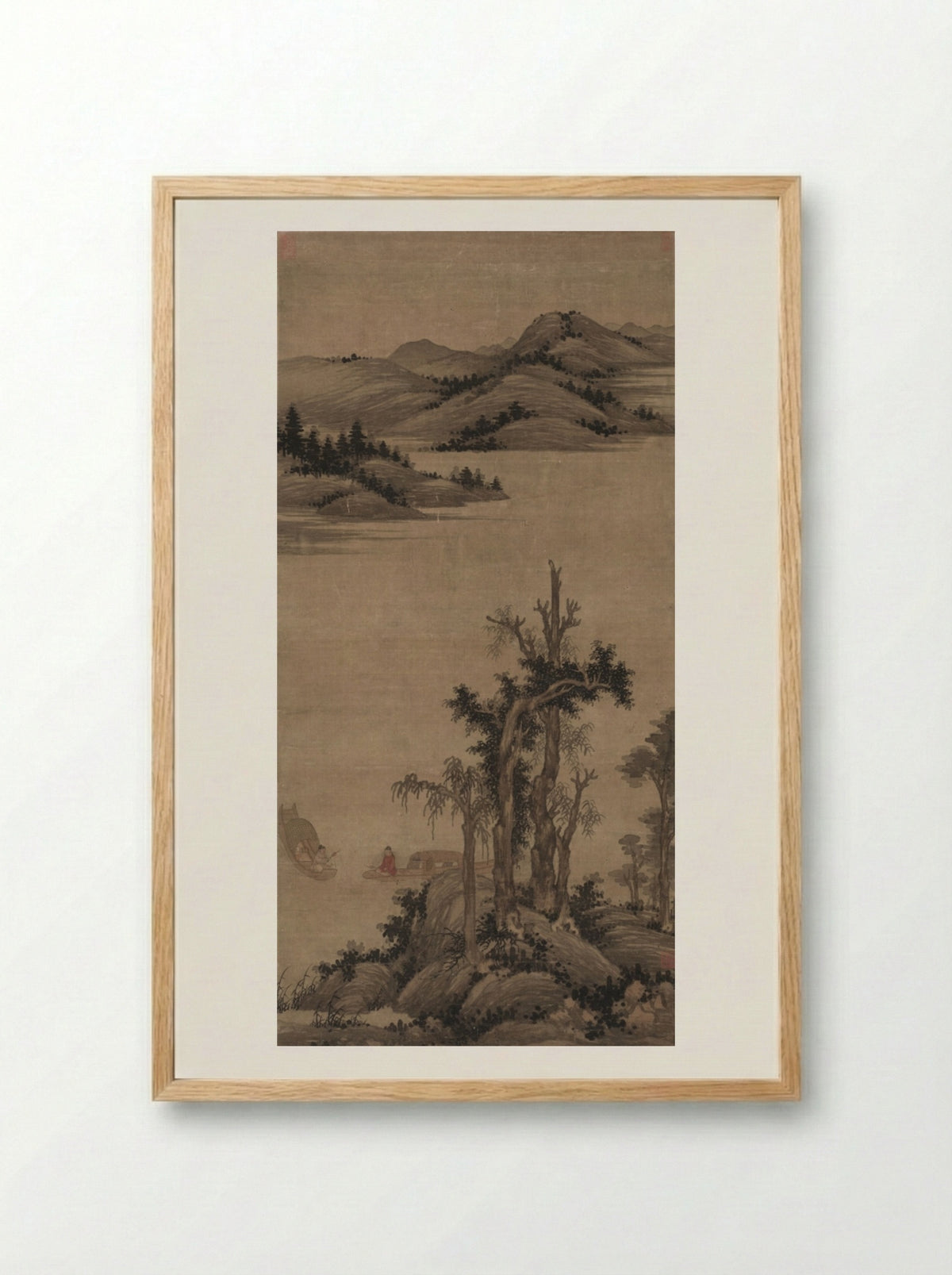 Fishermen-Hermits in Stream and Mountain - Zhao Yong - Framed Print Wood