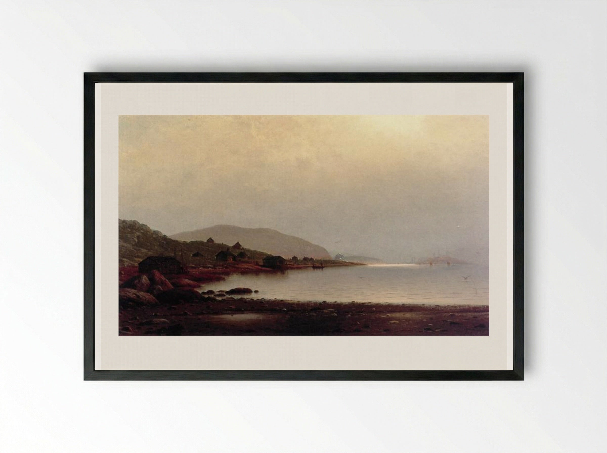 Fishermen's Homes near Cape St. Johns, Coast of Labrador - William Bradford - Framed Print Black